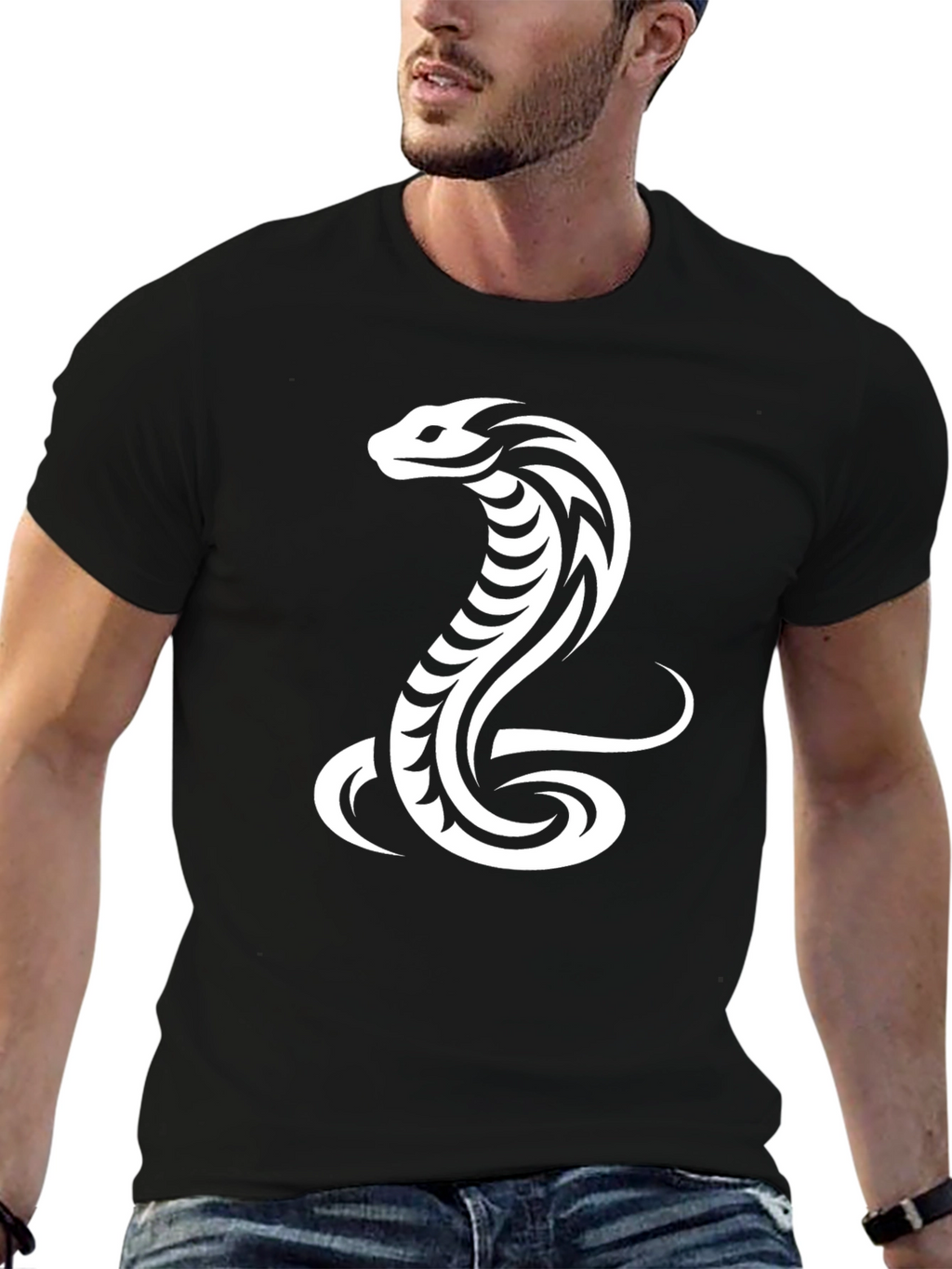 Tribal Cobra Graphic Black T-Shirt