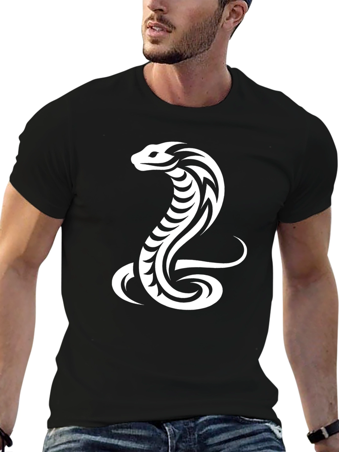 Tribal Cobra Graphic Black T-Shirt