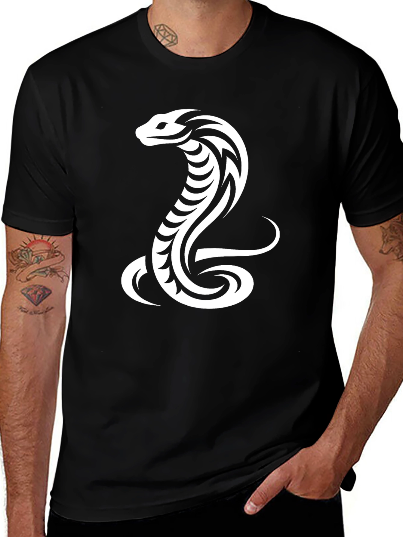 Tribal Cobra Graphic Black T-Shirt