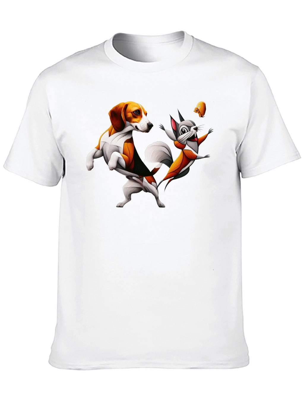Funny Cartoon Dog and Squirrel Graphic Tee