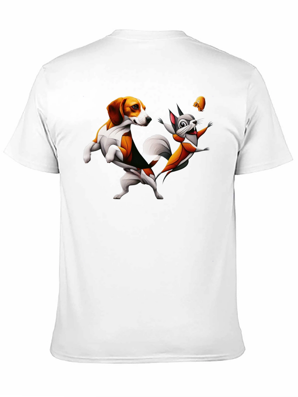 Funny Cartoon Dog and Squirrel Graphic Tee