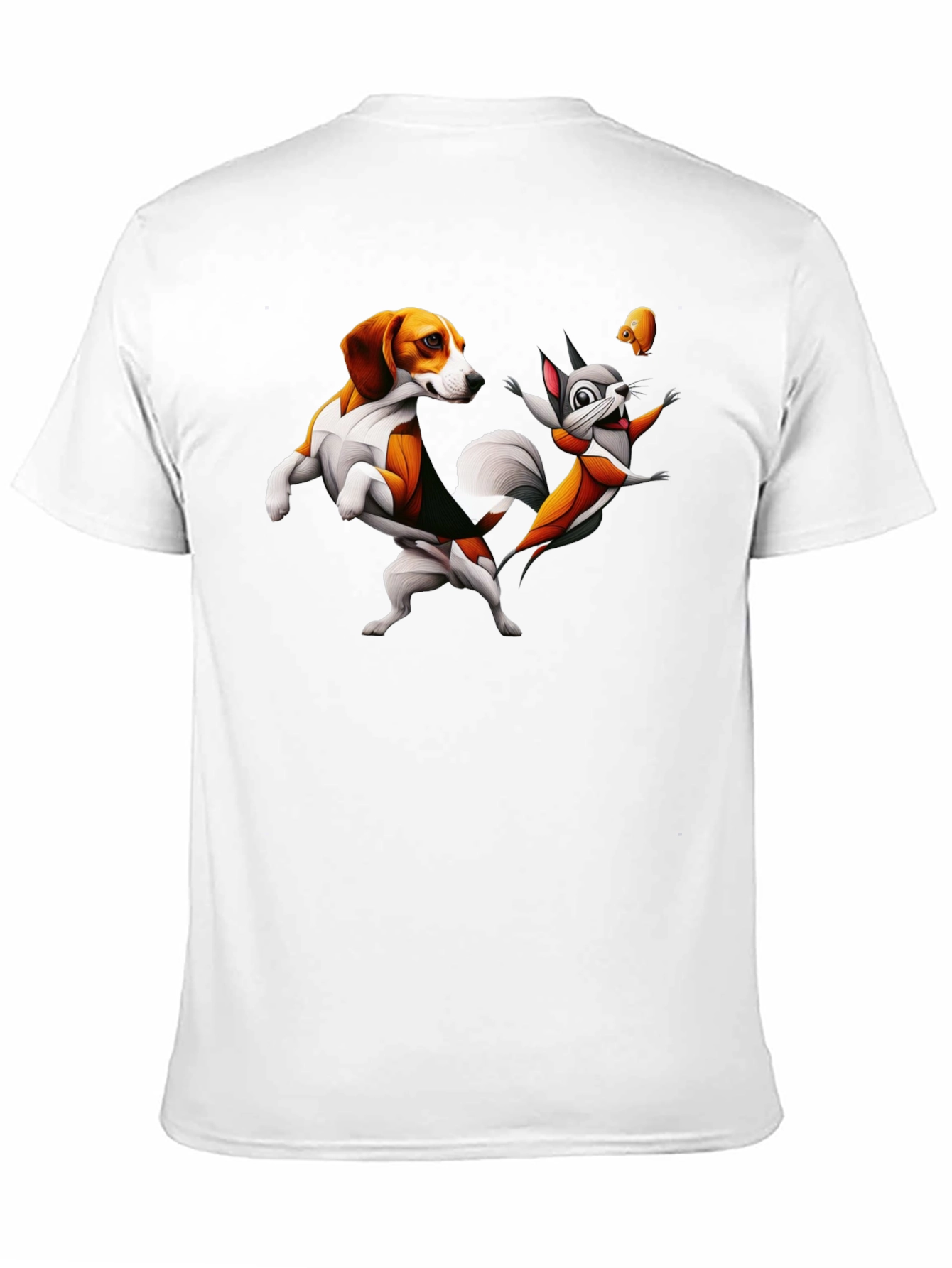 Funny Cartoon Dog and Squirrel Graphic Tee