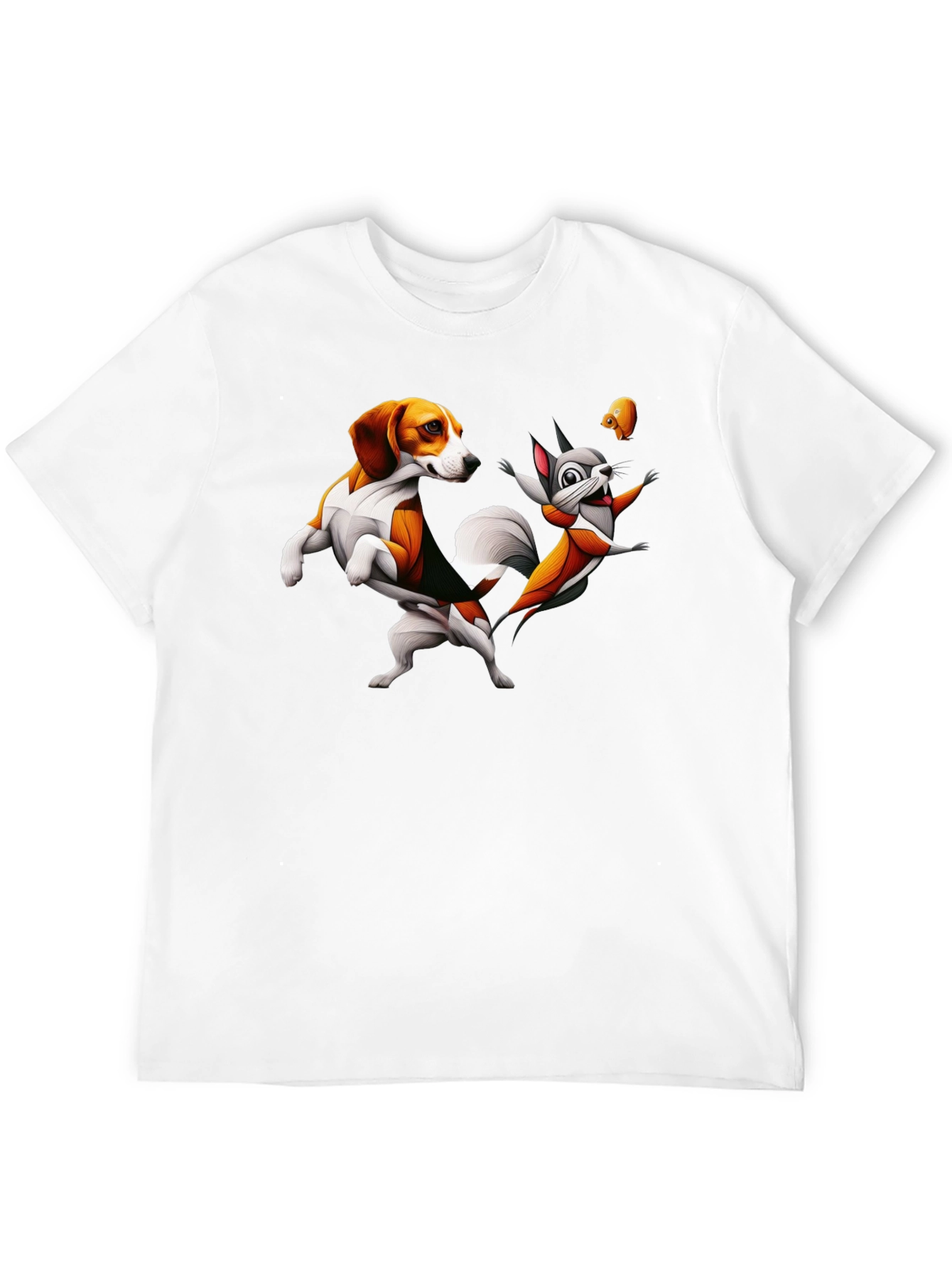 Funny Cartoon Dog and Squirrel Graphic Tee