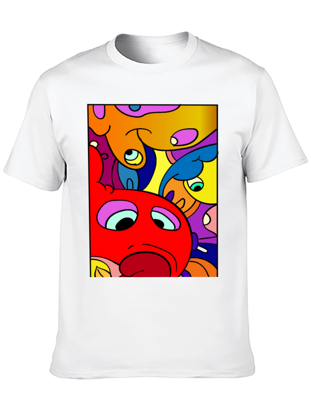 Abstract Cartoon Character Graphic Tee - Black