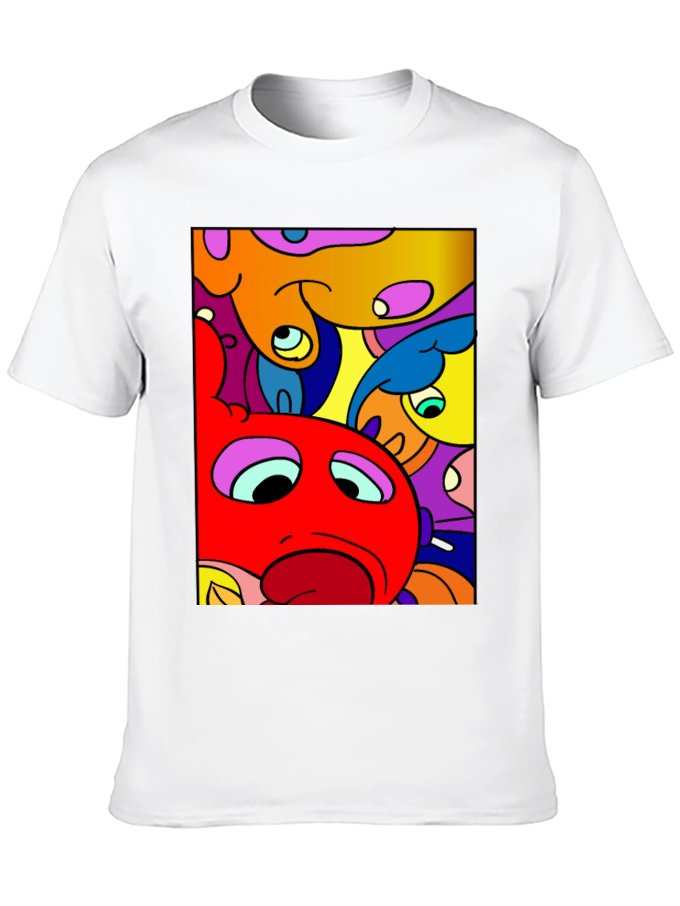 Abstract Cartoon Character Graphic Tee - Black