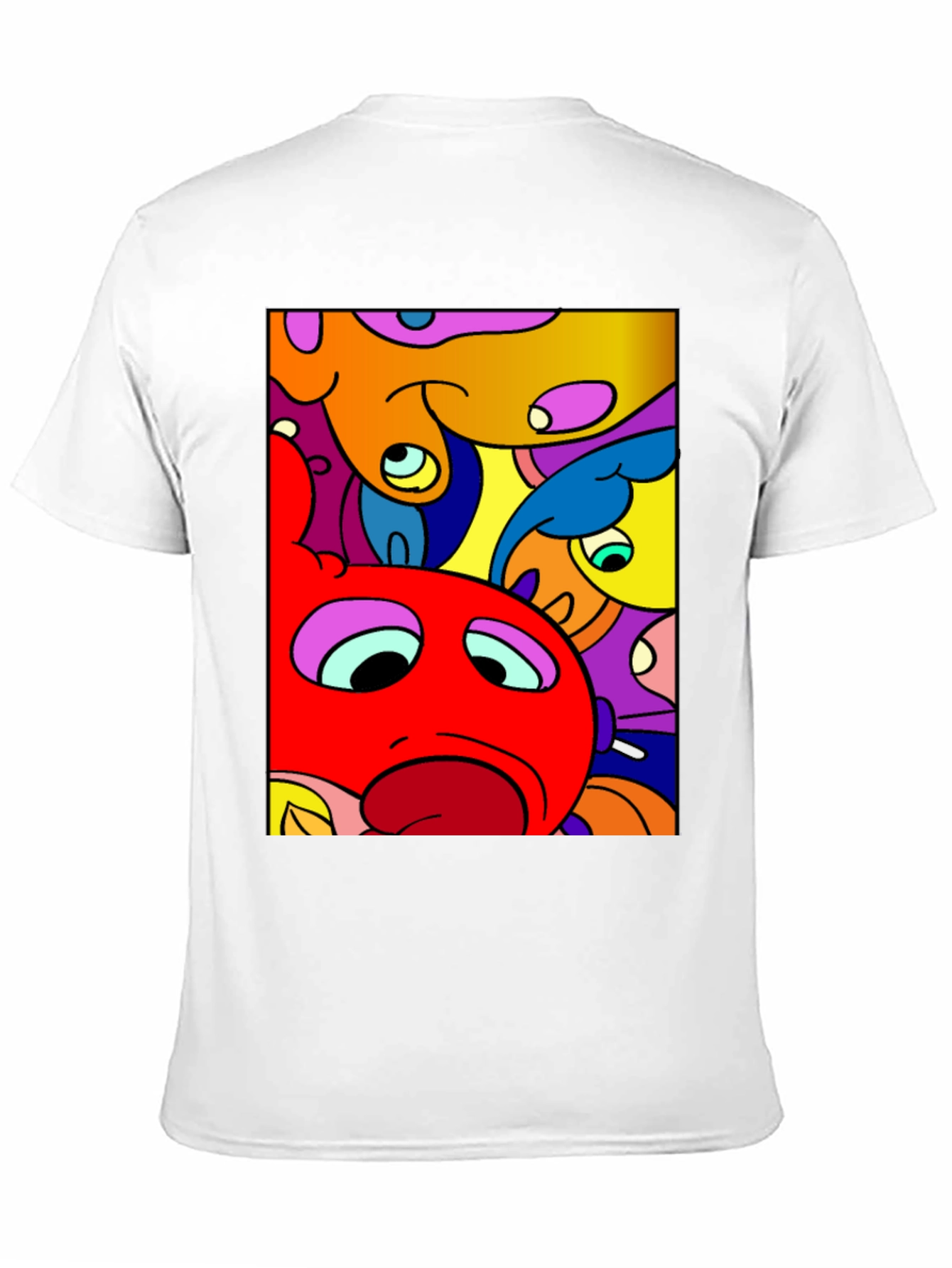 Abstract Cartoon Character Graphic Tee - Black