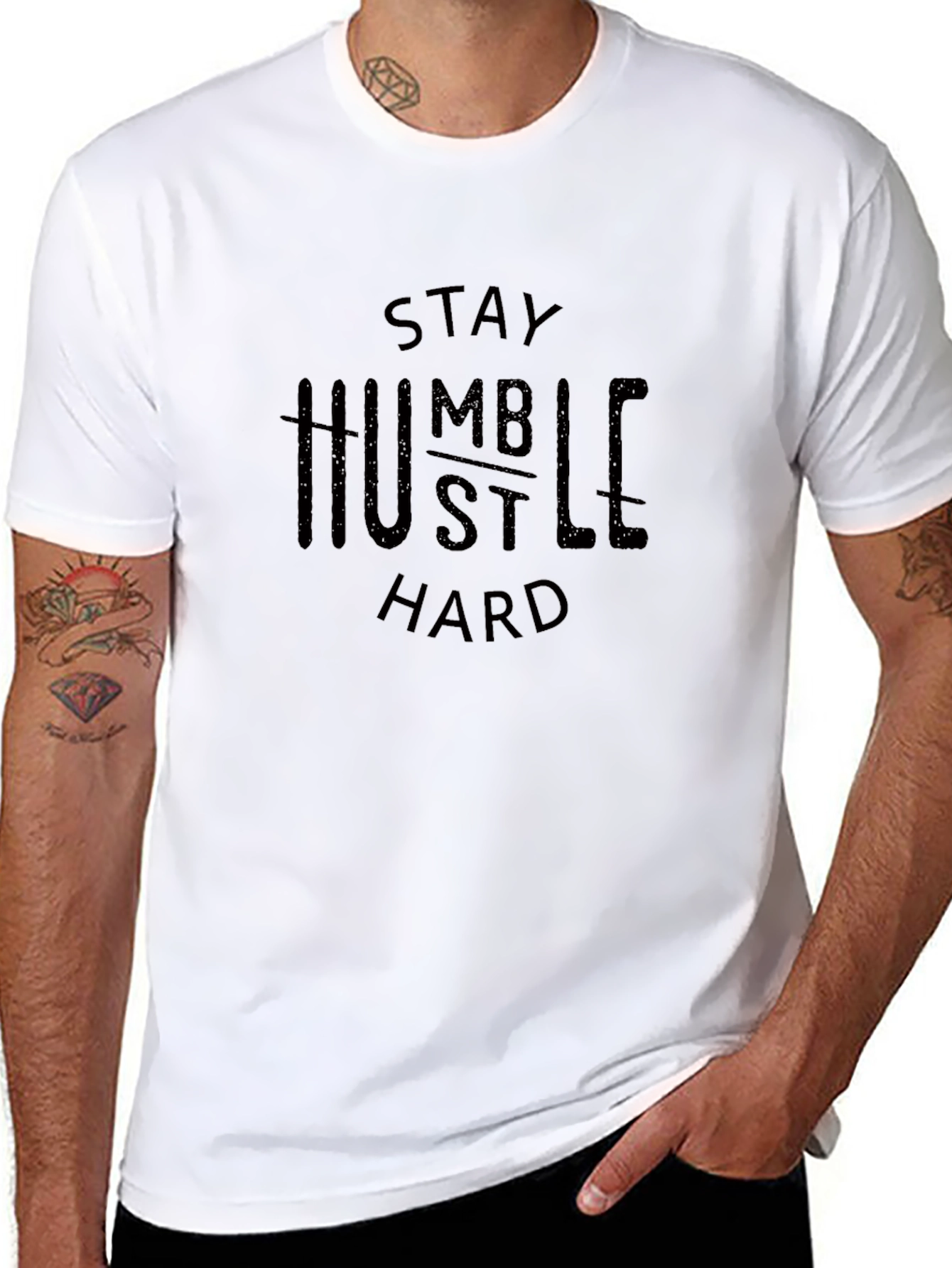 Stay Humble Hustle Hard Black Graphic Tee
