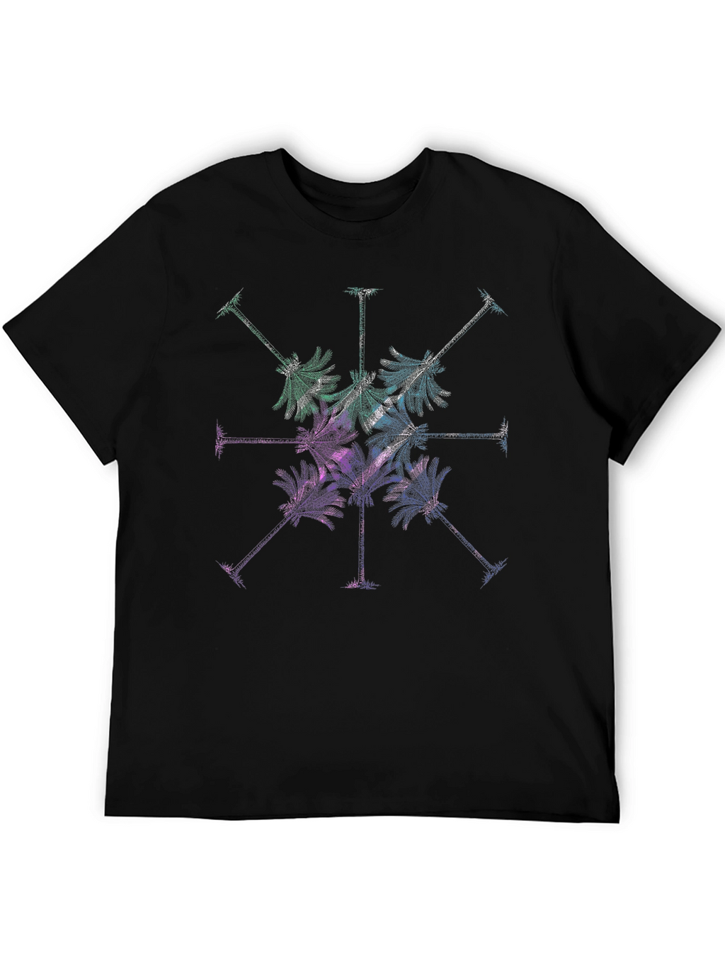 Tropical Palm Tree Graphic Tee - Mens Black T-Shirt
