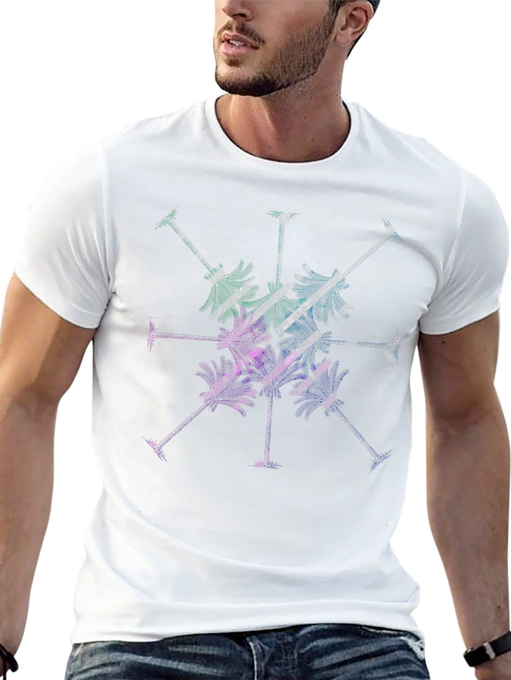 Tropical Palm Tree Graphic Tee - Mens Black T-Shirt