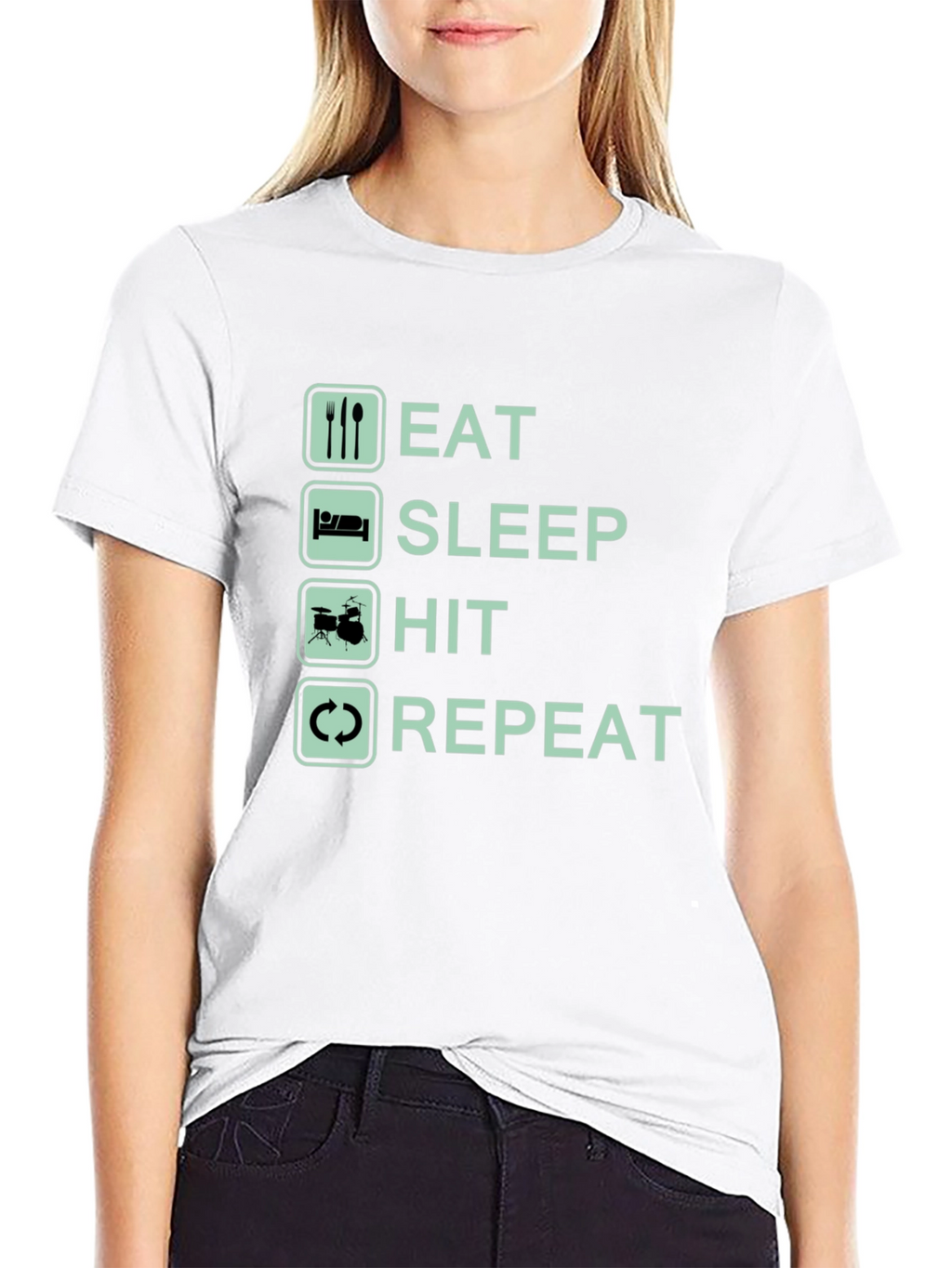 Eat Sleep Hit Repeat Black Graphic Tee