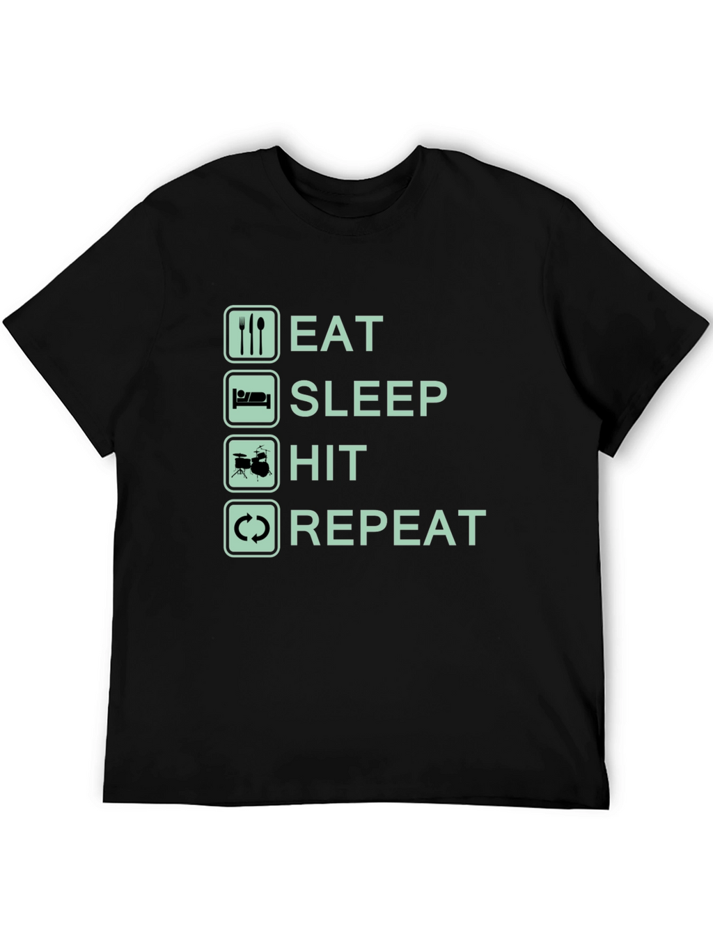Eat Sleep Hit Repeat Black Graphic Tee