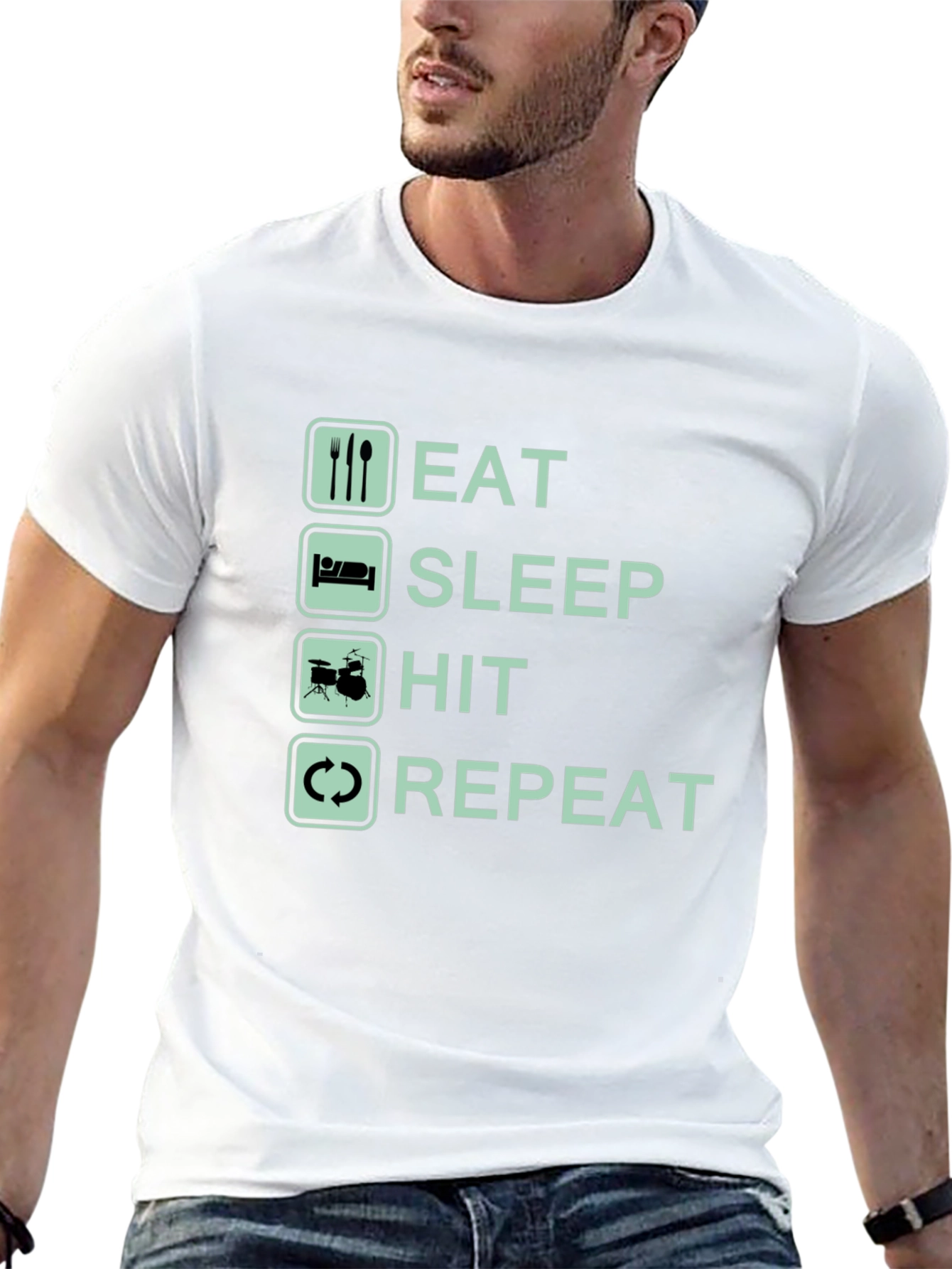 Eat Sleep Hit Repeat Black Graphic Tee