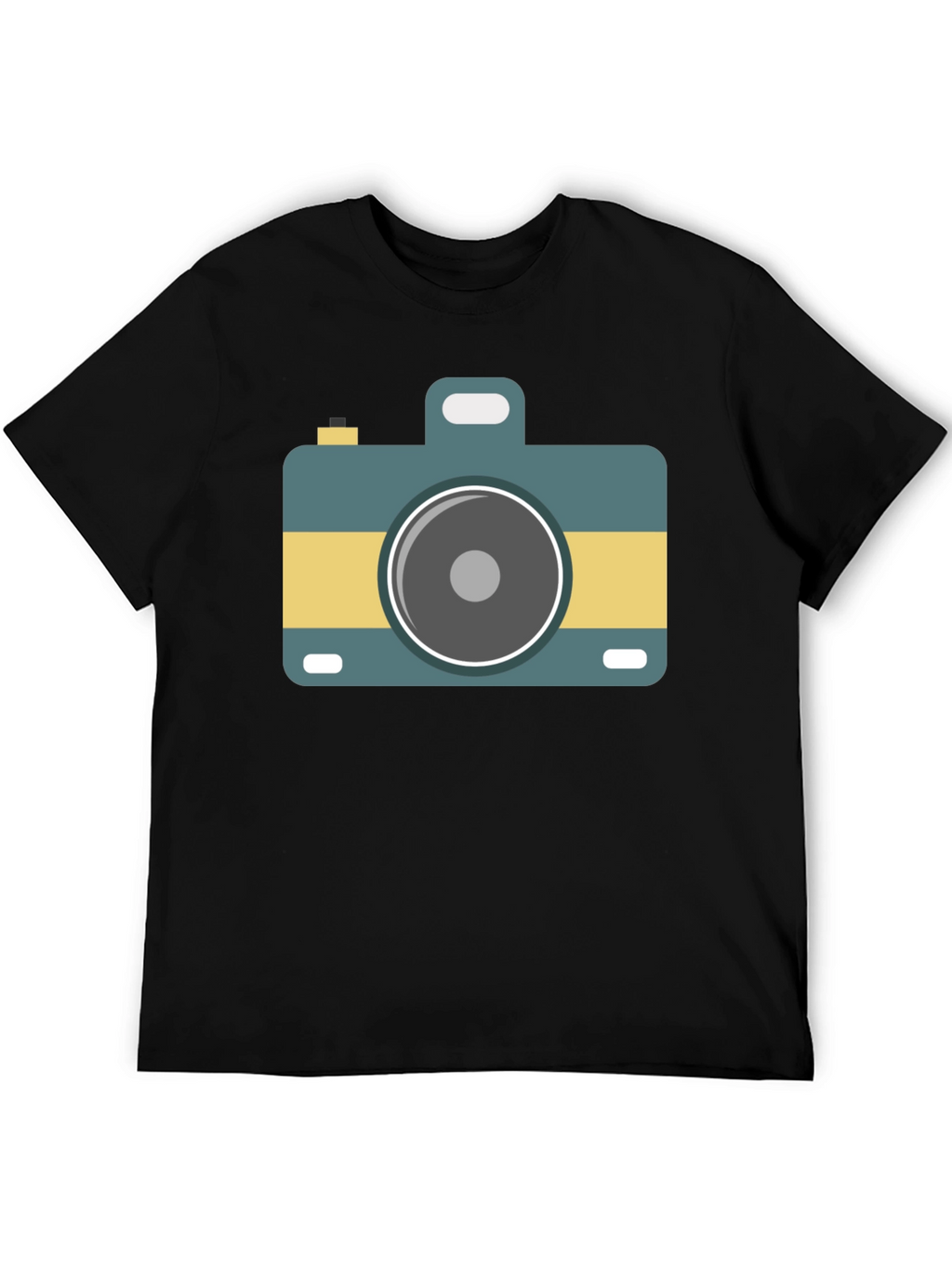 Retro Camera Graphic Tee - Stylish Black T-Shirt