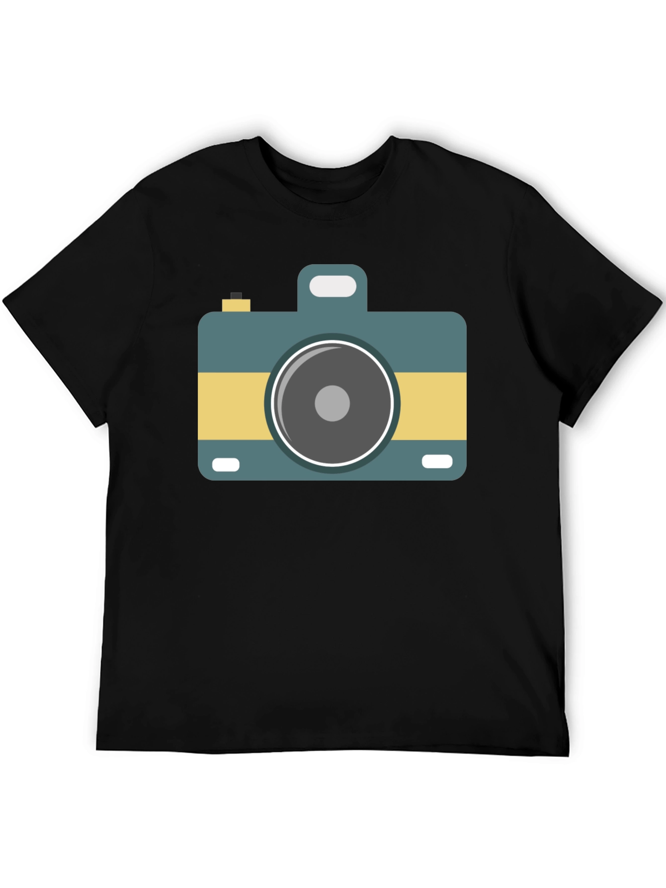 Retro Camera Graphic Tee - Stylish Black T-Shirt