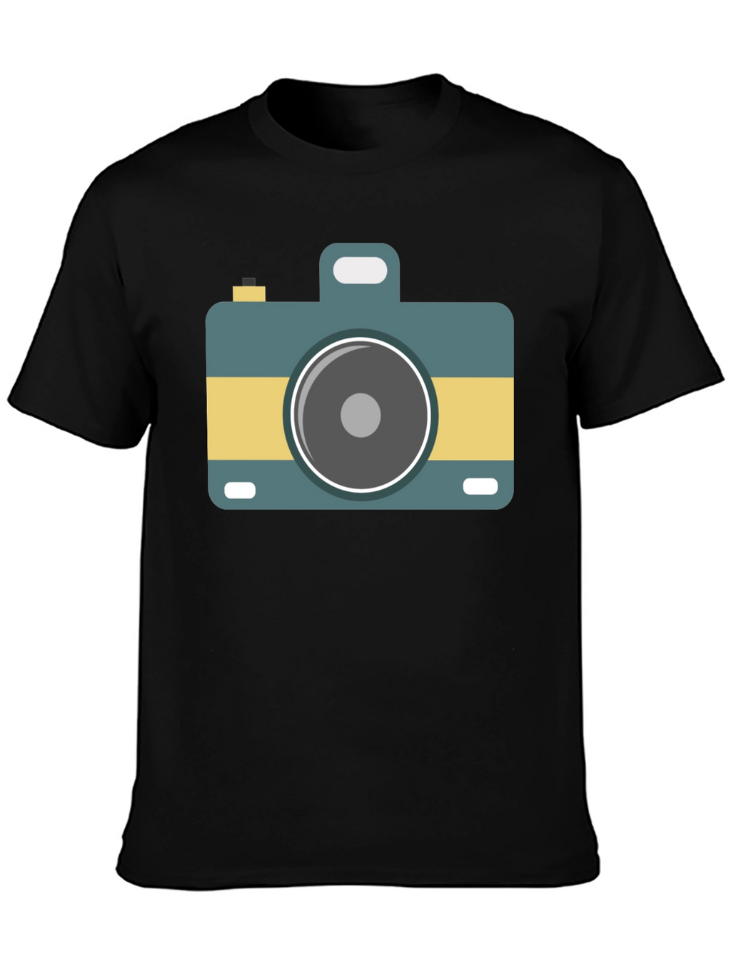 Retro Camera Graphic Tee - Stylish Black T-Shirt