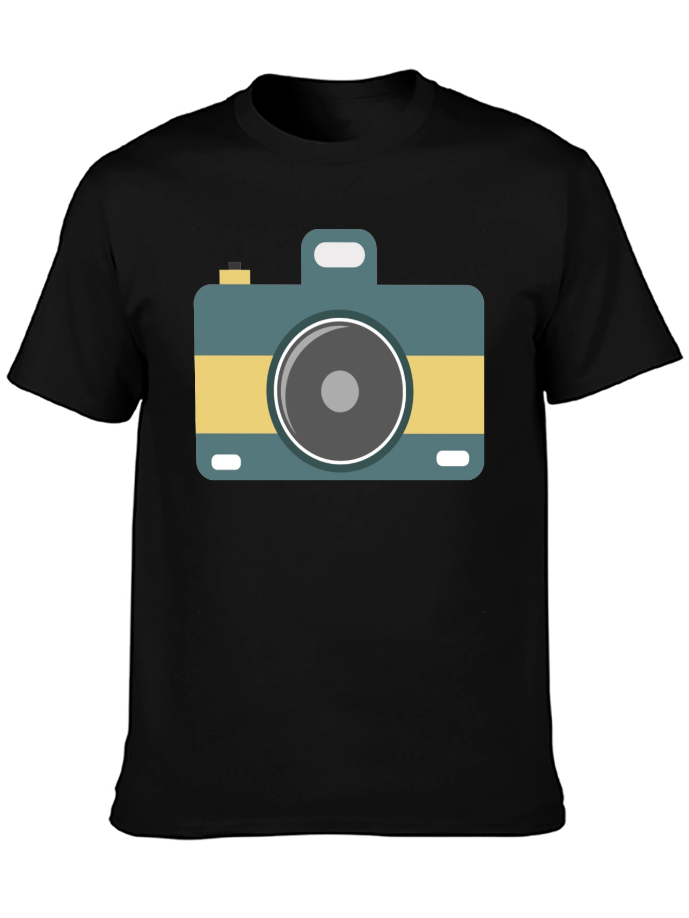 Retro Camera Graphic Tee - Stylish Black T-Shirt