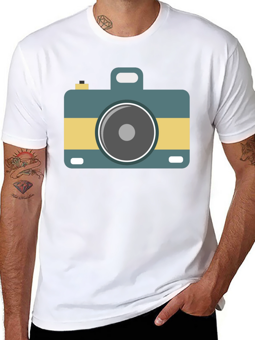 Retro Camera Graphic Tee - Stylish Black T-Shirt