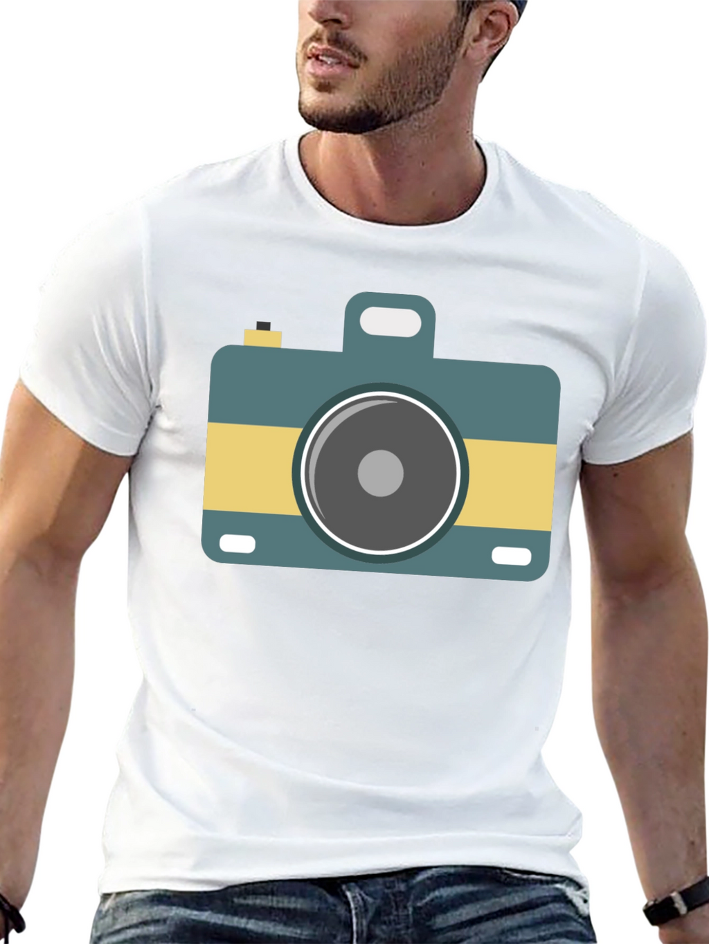 Retro Camera Graphic Tee - Stylish Black T-Shirt