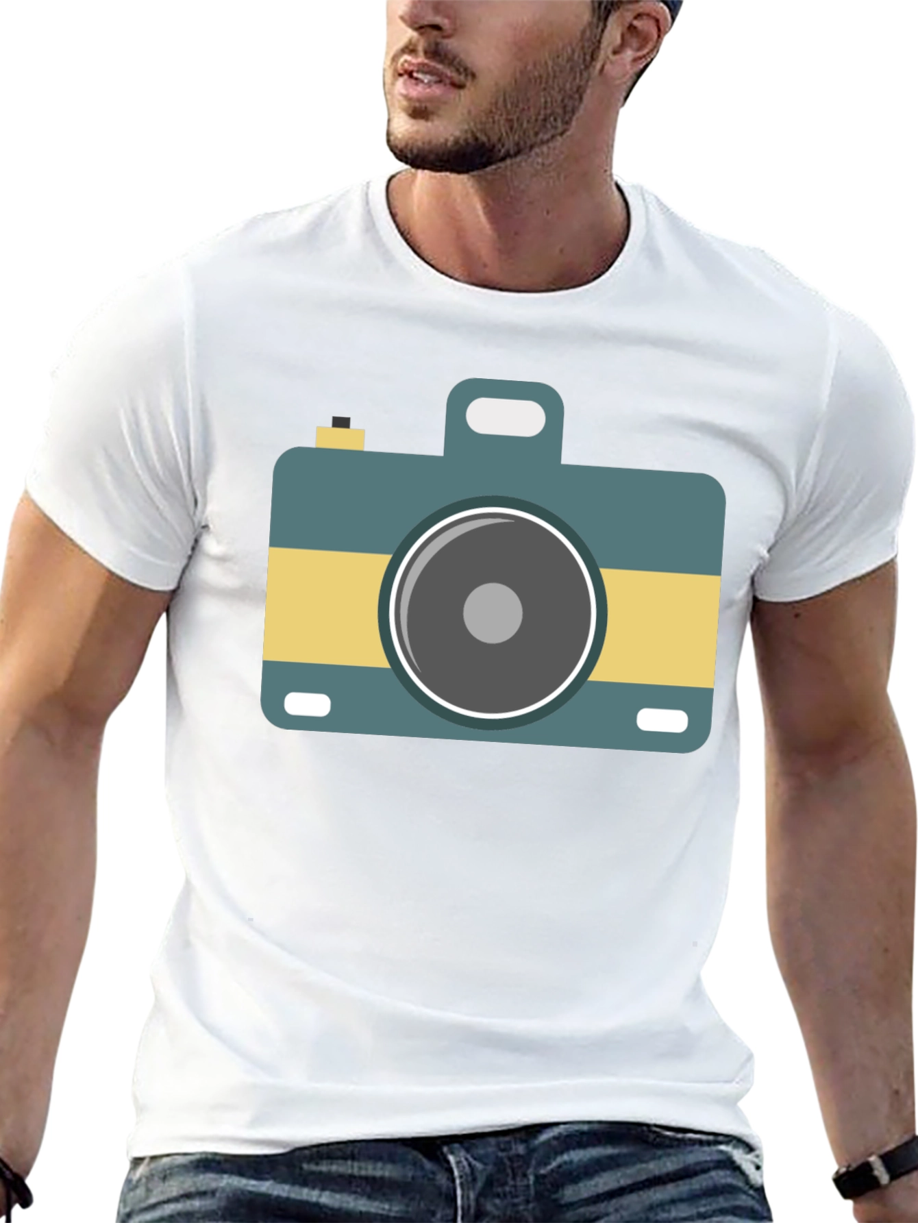 Retro Camera Graphic Tee - Stylish Black T-Shirt