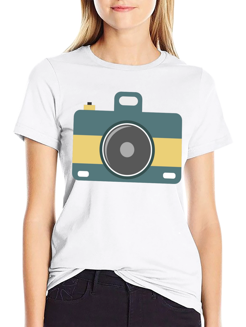 Retro Camera Graphic Tee - Stylish Black T-Shirt
