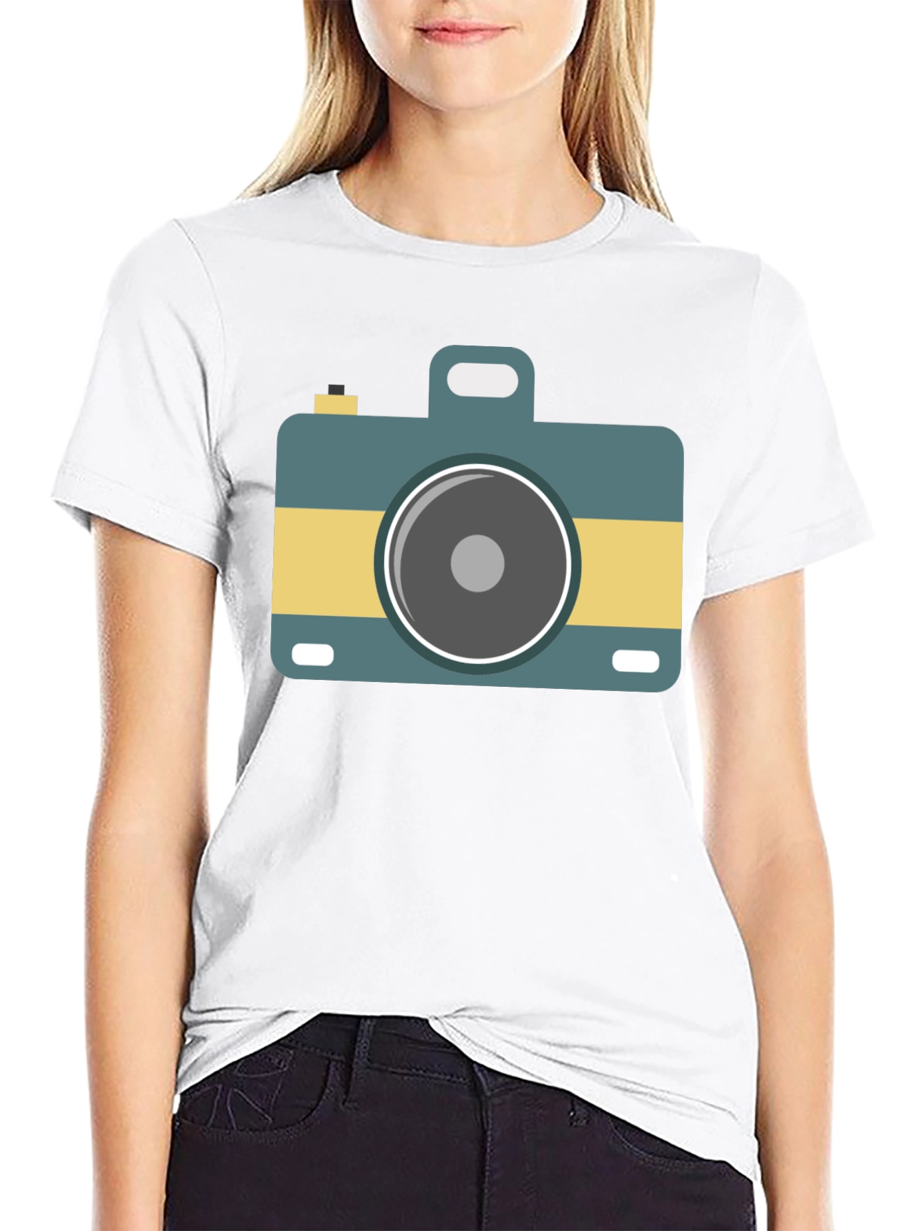 Retro Camera Graphic Tee - Stylish Black T-Shirt