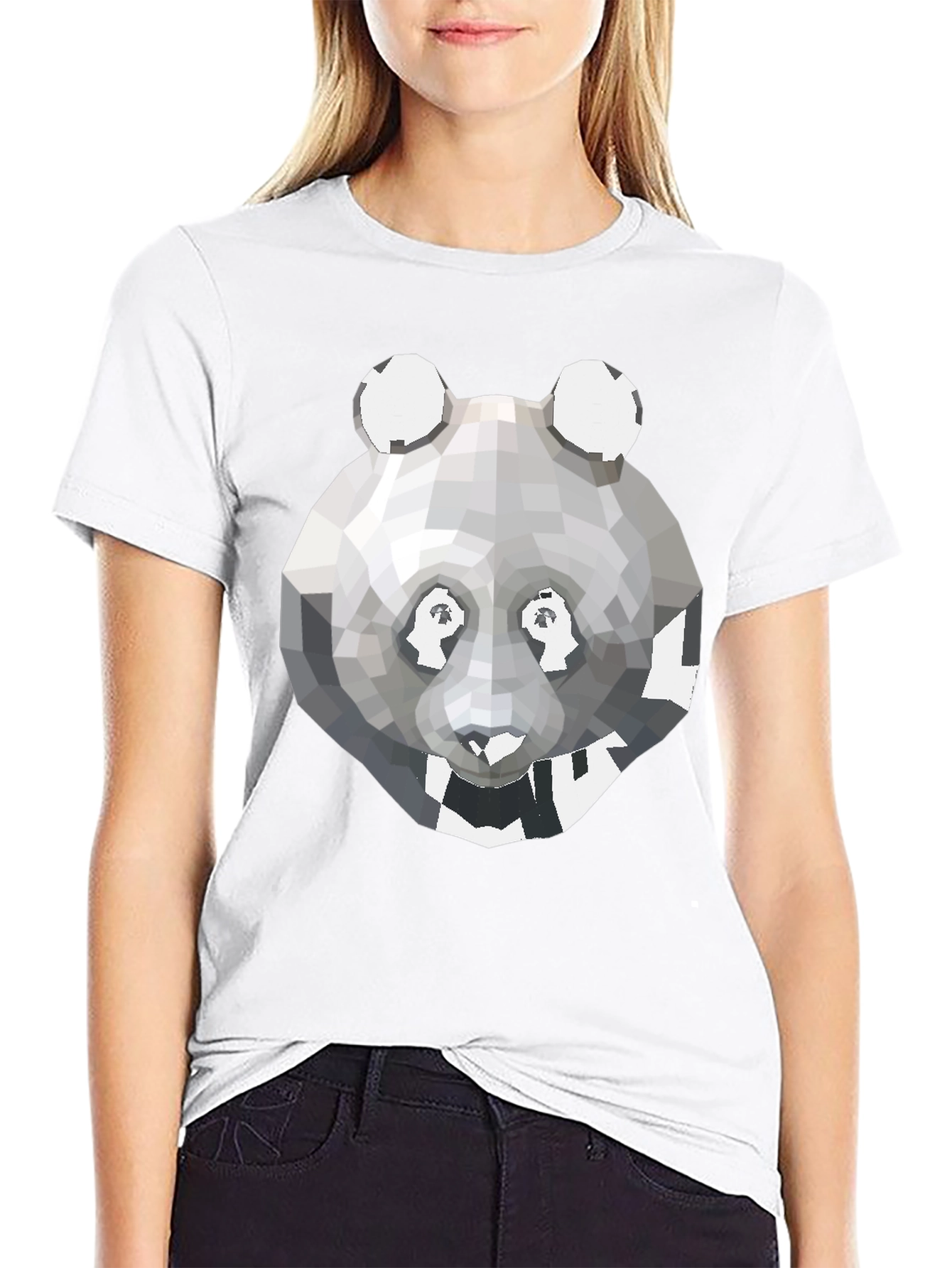Geometric Panda Graphic Tee - Modern Mens T-Shirt