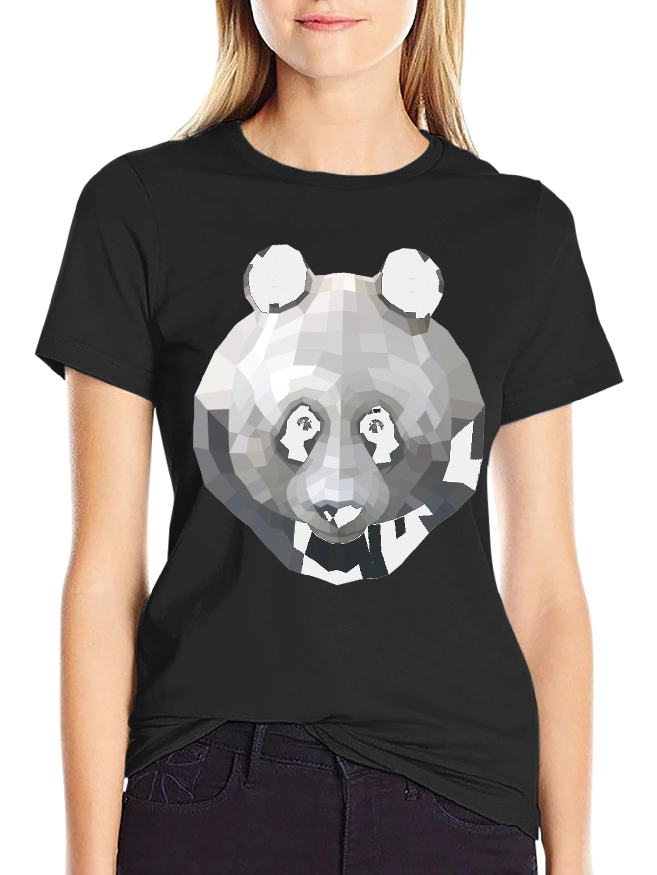 Geometric Panda Graphic Tee - Modern Mens T-Shirt