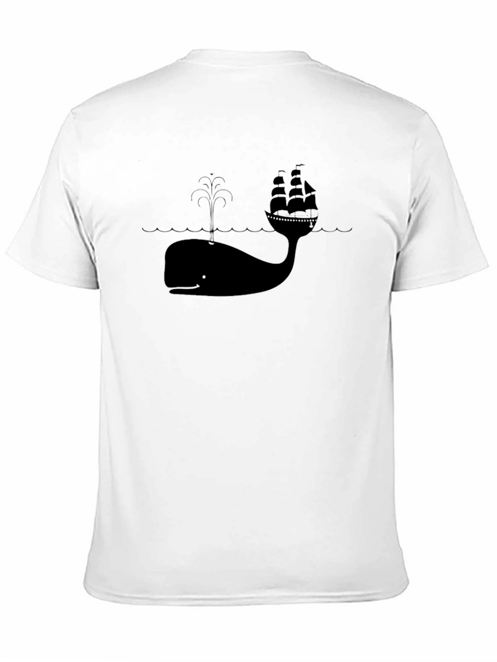 Whale and Ship Graphic Tee - Black Cotton Blend