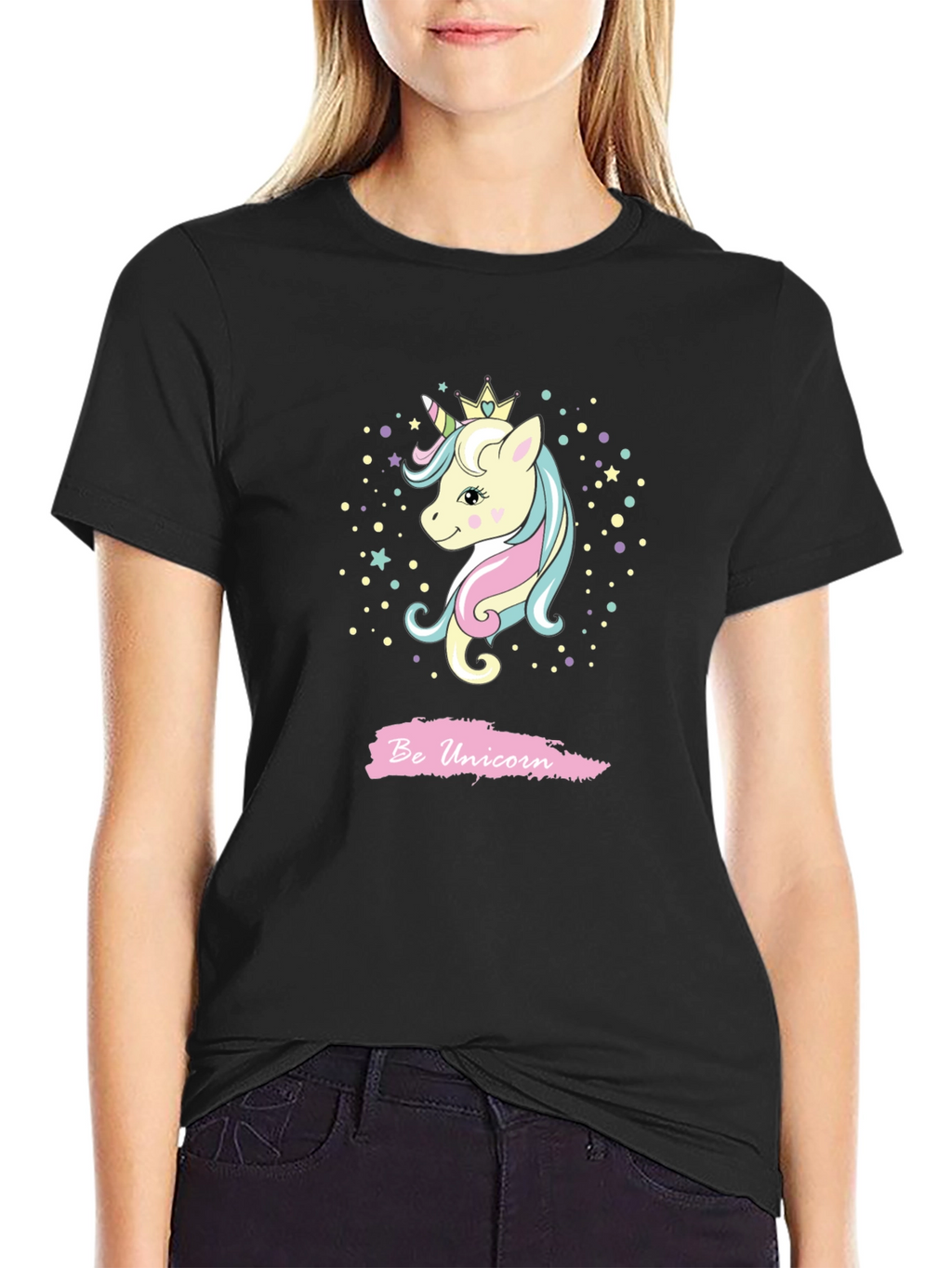 Be Unicorn Graphic Black T-Shirt