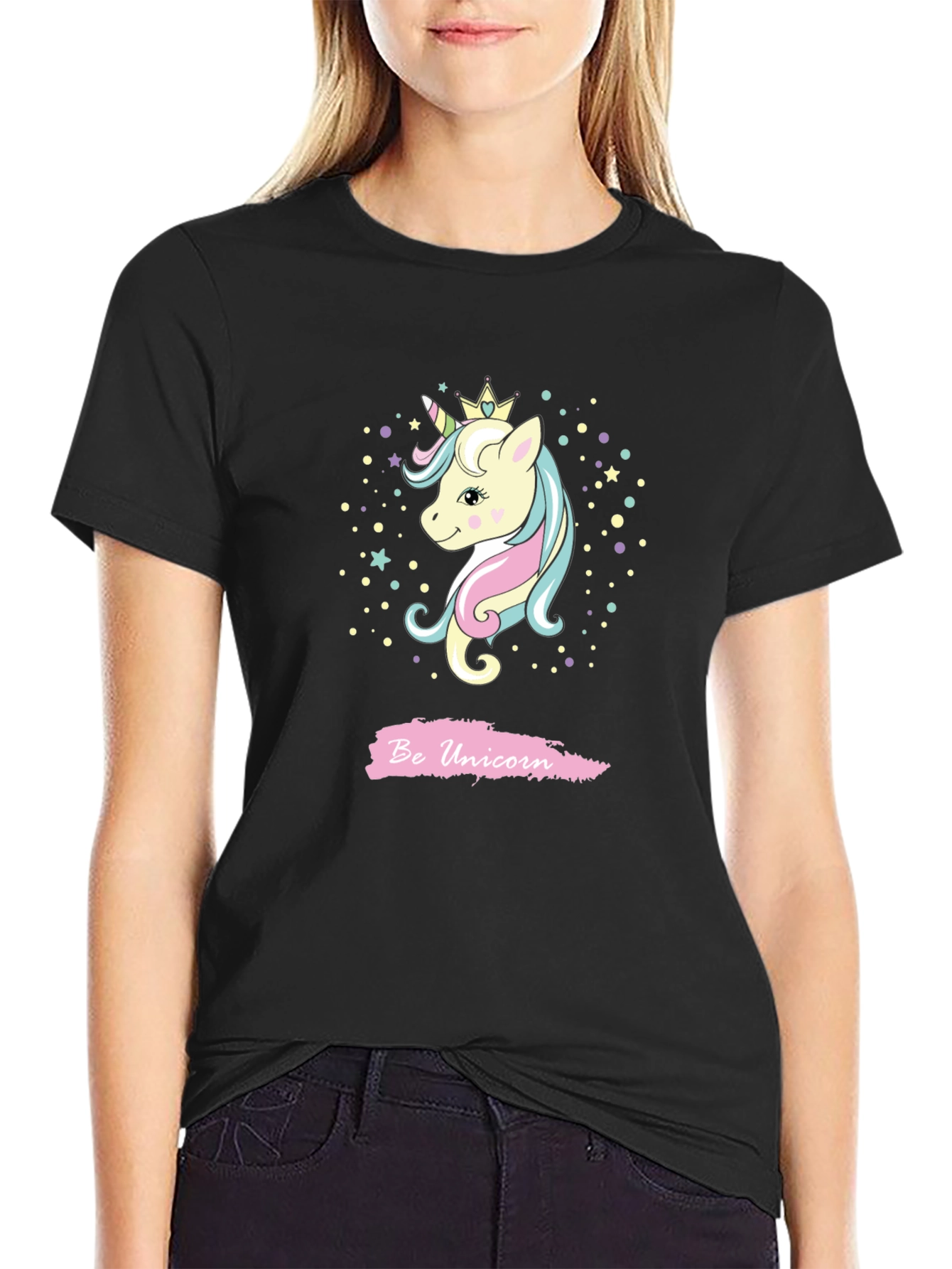 Be Unicorn Graphic Black T-Shirt