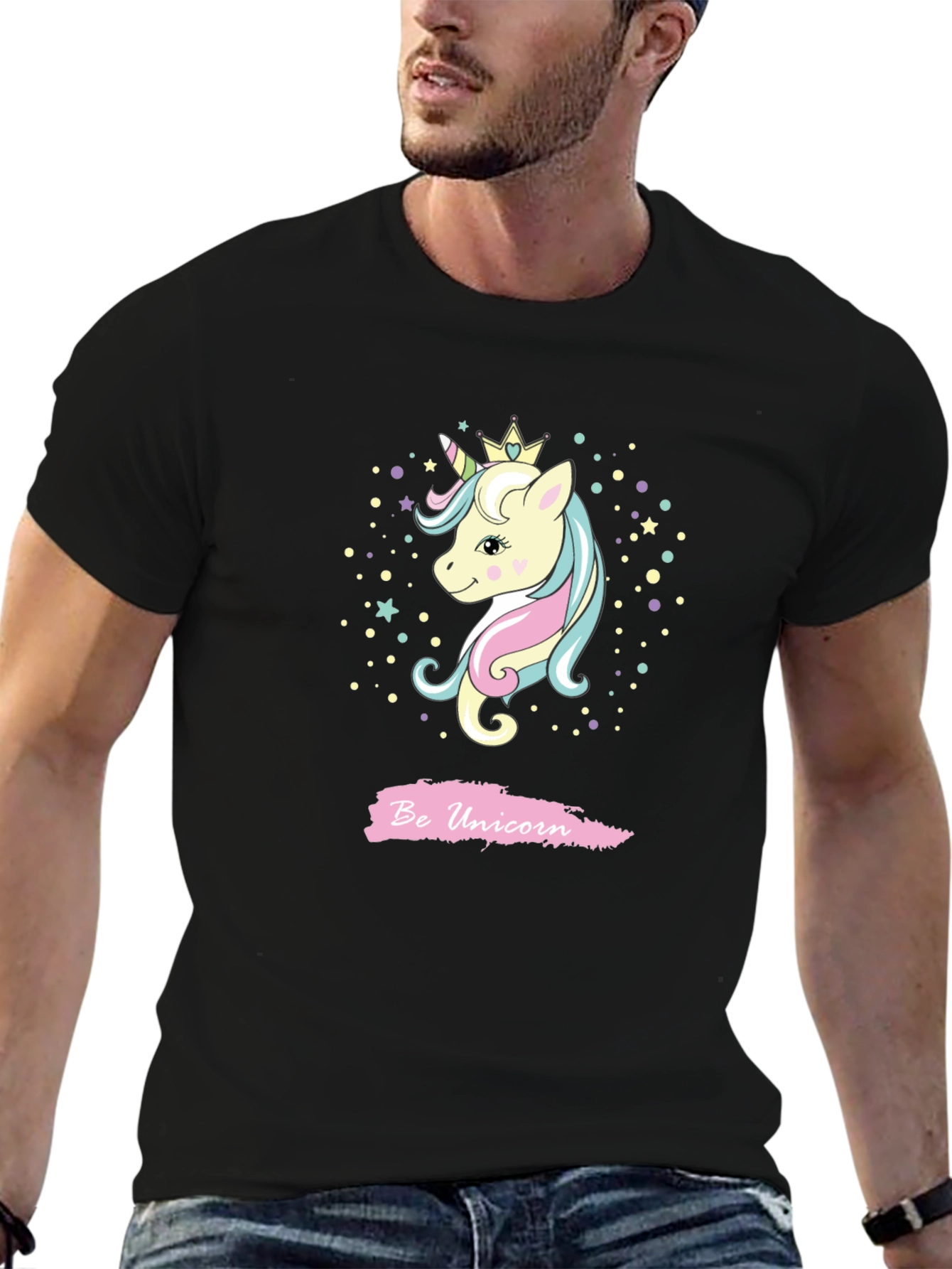 Be Unicorn Graphic Black T-Shirt