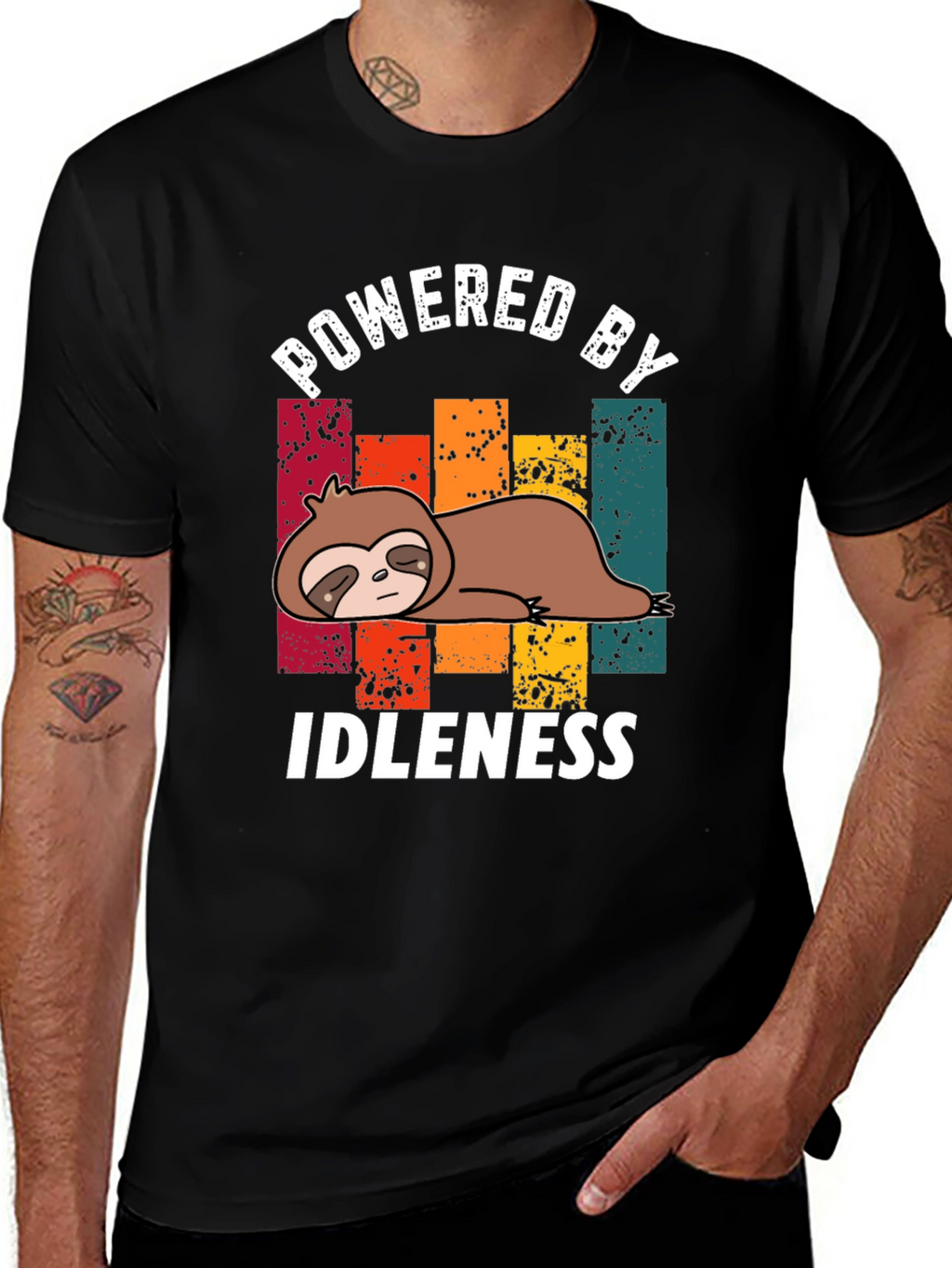 Powered by Idleness Sloth T-Shirt - Black