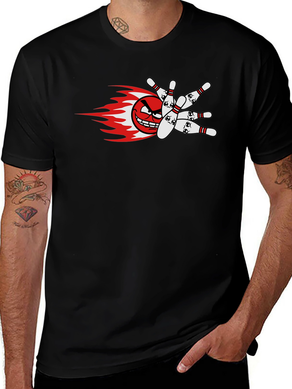 Mens Bowling Strike Graphic T-Shirt
