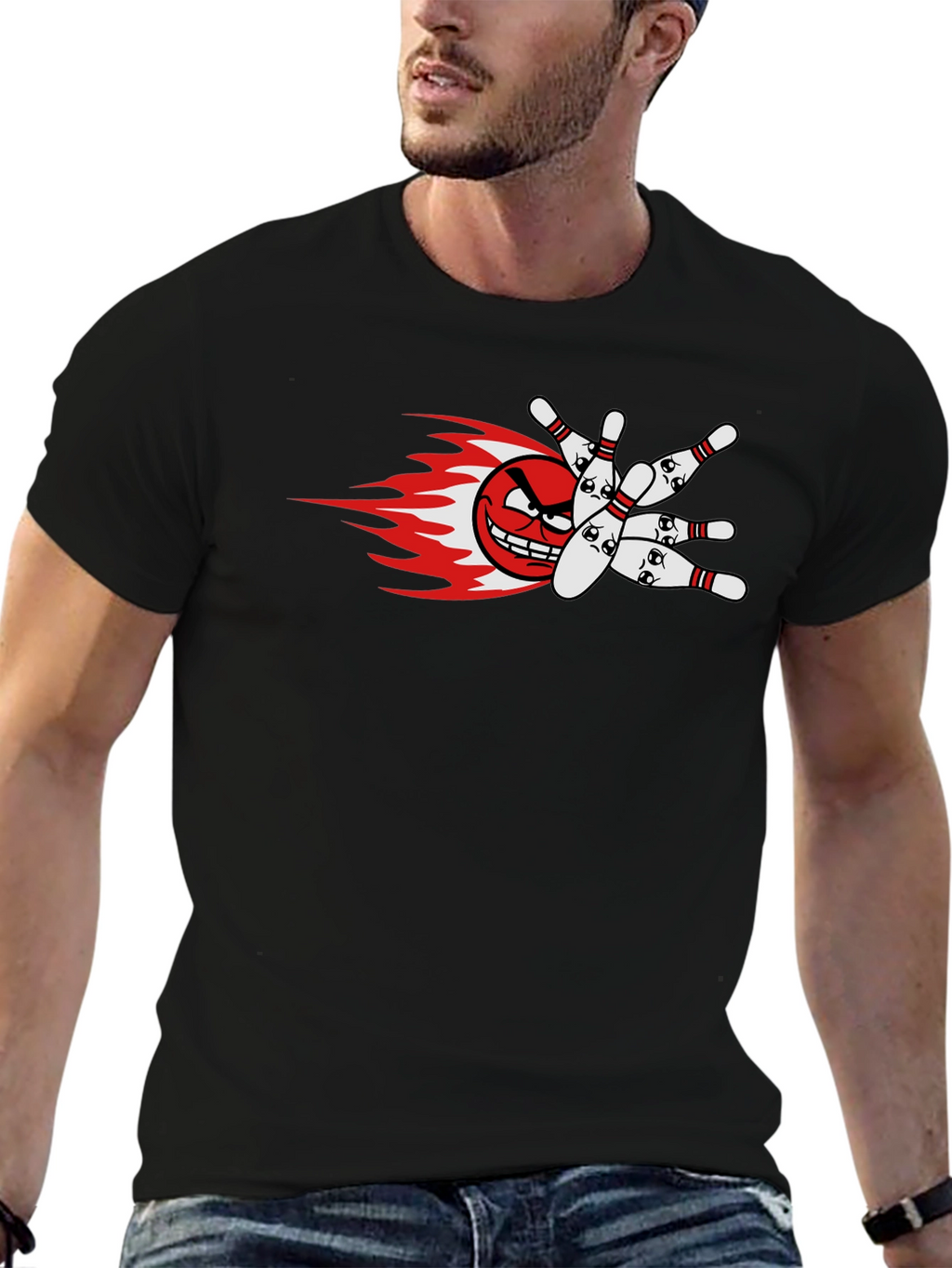 Mens Bowling Strike Graphic T-Shirt