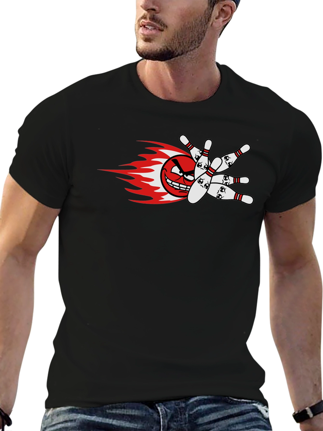 Mens Bowling Strike Graphic T-Shirt