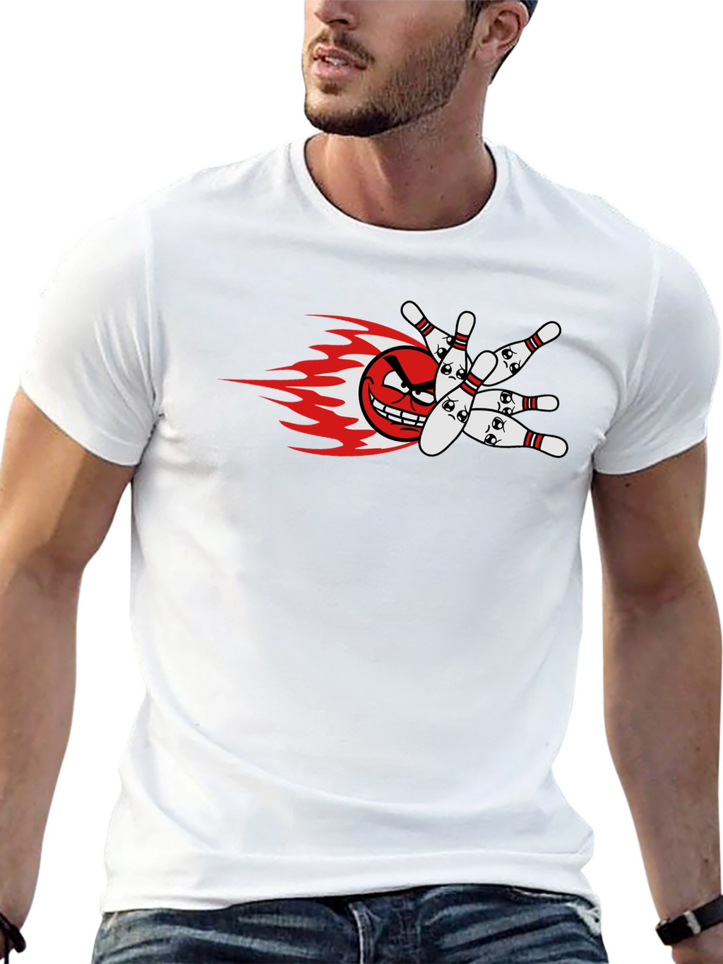 Mens Bowling Strike Graphic T-Shirt