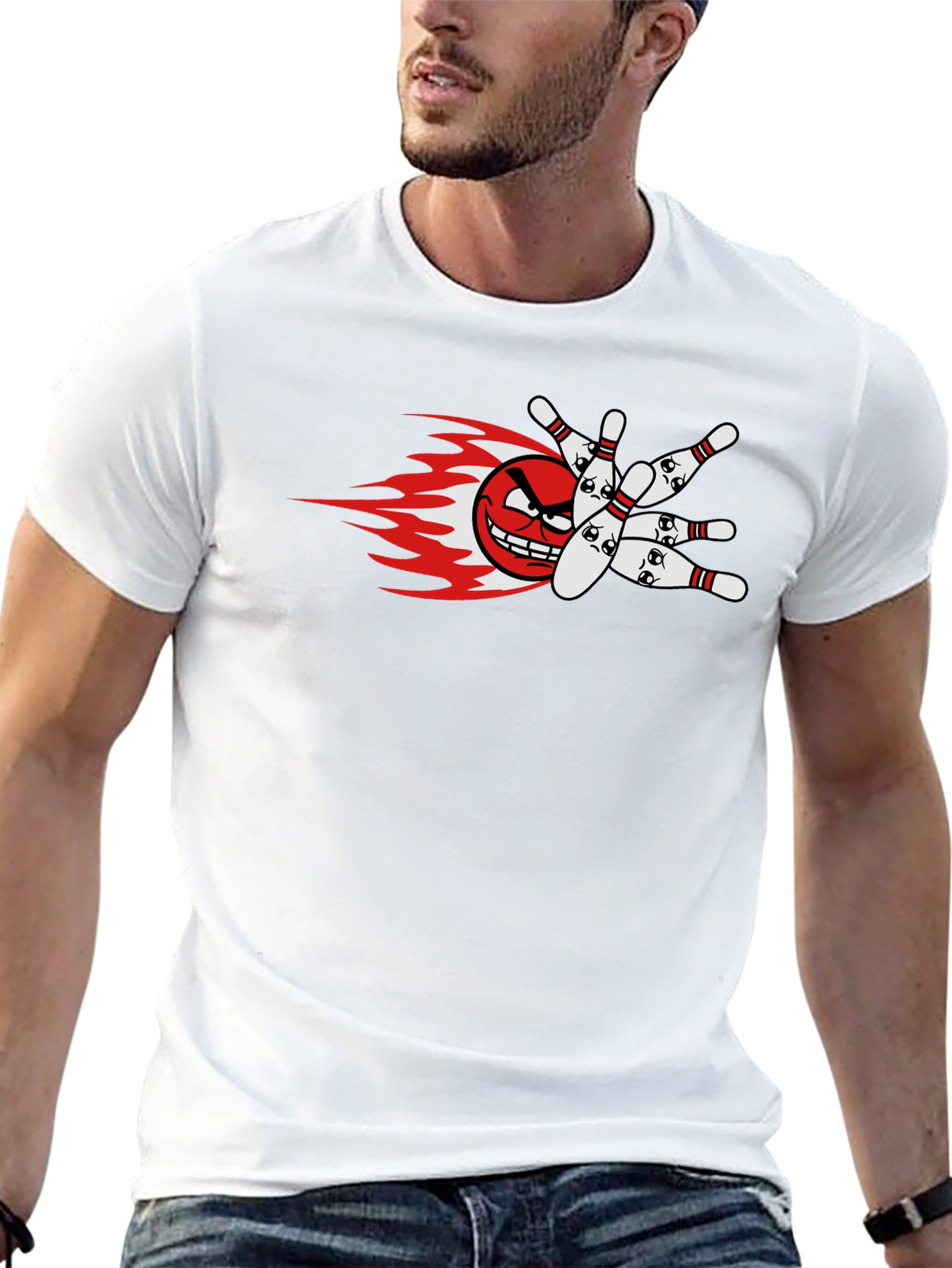 Mens Bowling Strike Graphic T-Shirt