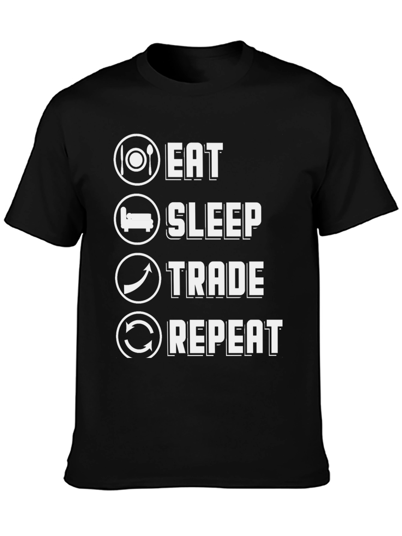 Eat Sleep Trade Repeat Graphic Tee - Black Cotton T-Shirt