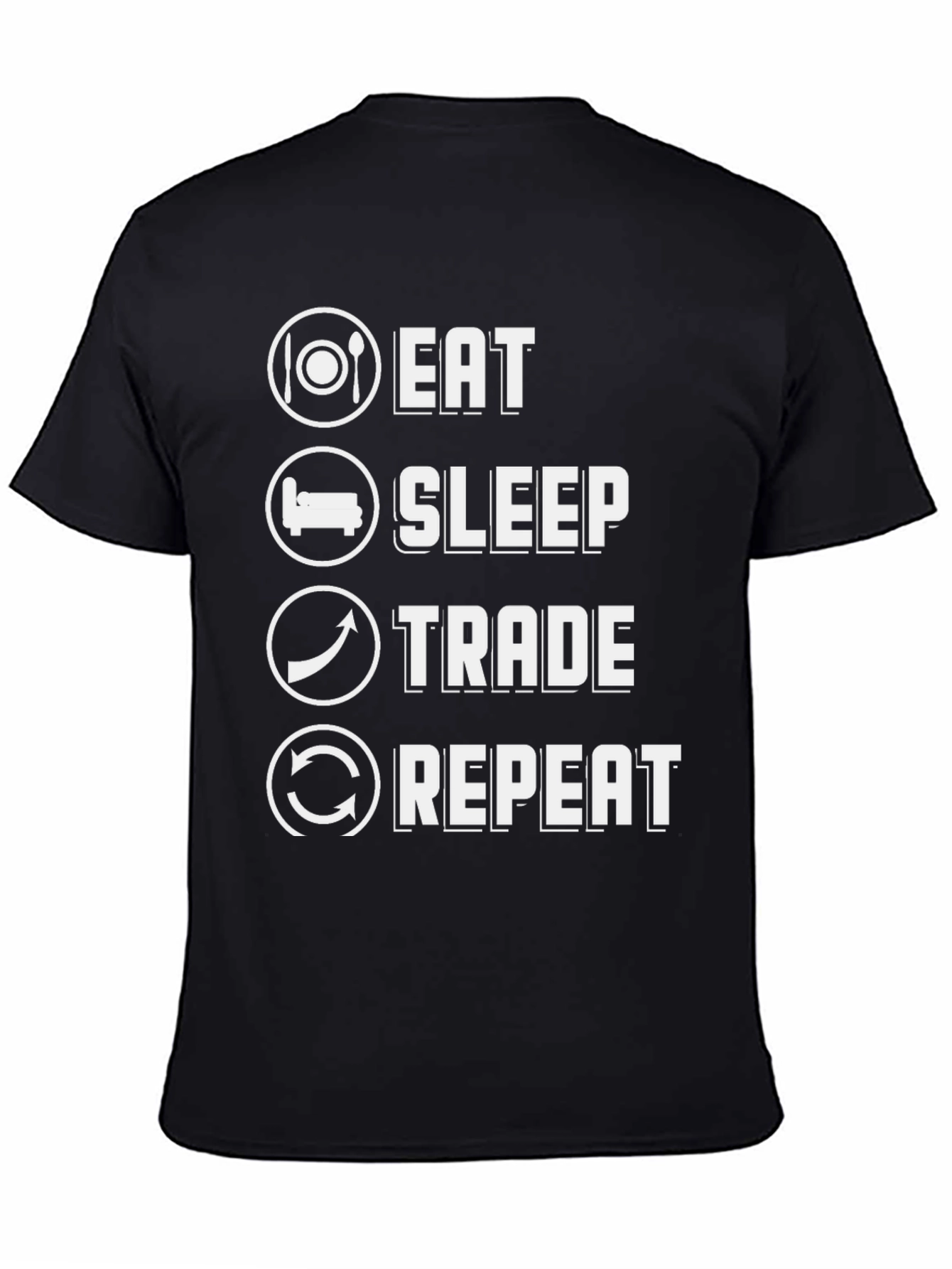 Eat Sleep Trade Repeat Graphic Tee - Black Cotton T-Shirt