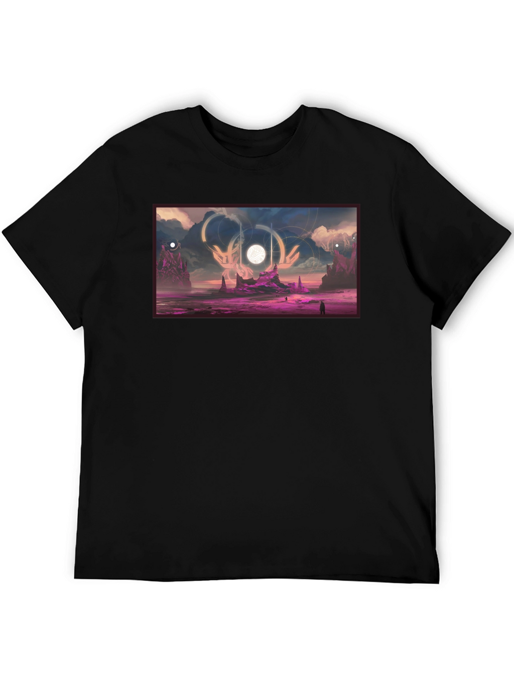 Sci-Fi Landscape Graphic Black T-Shirt