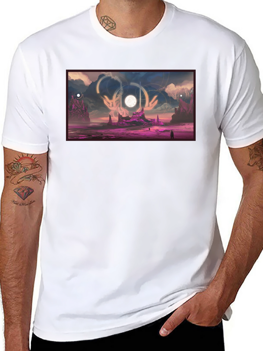 Sci-Fi Landscape Graphic Black T-Shirt