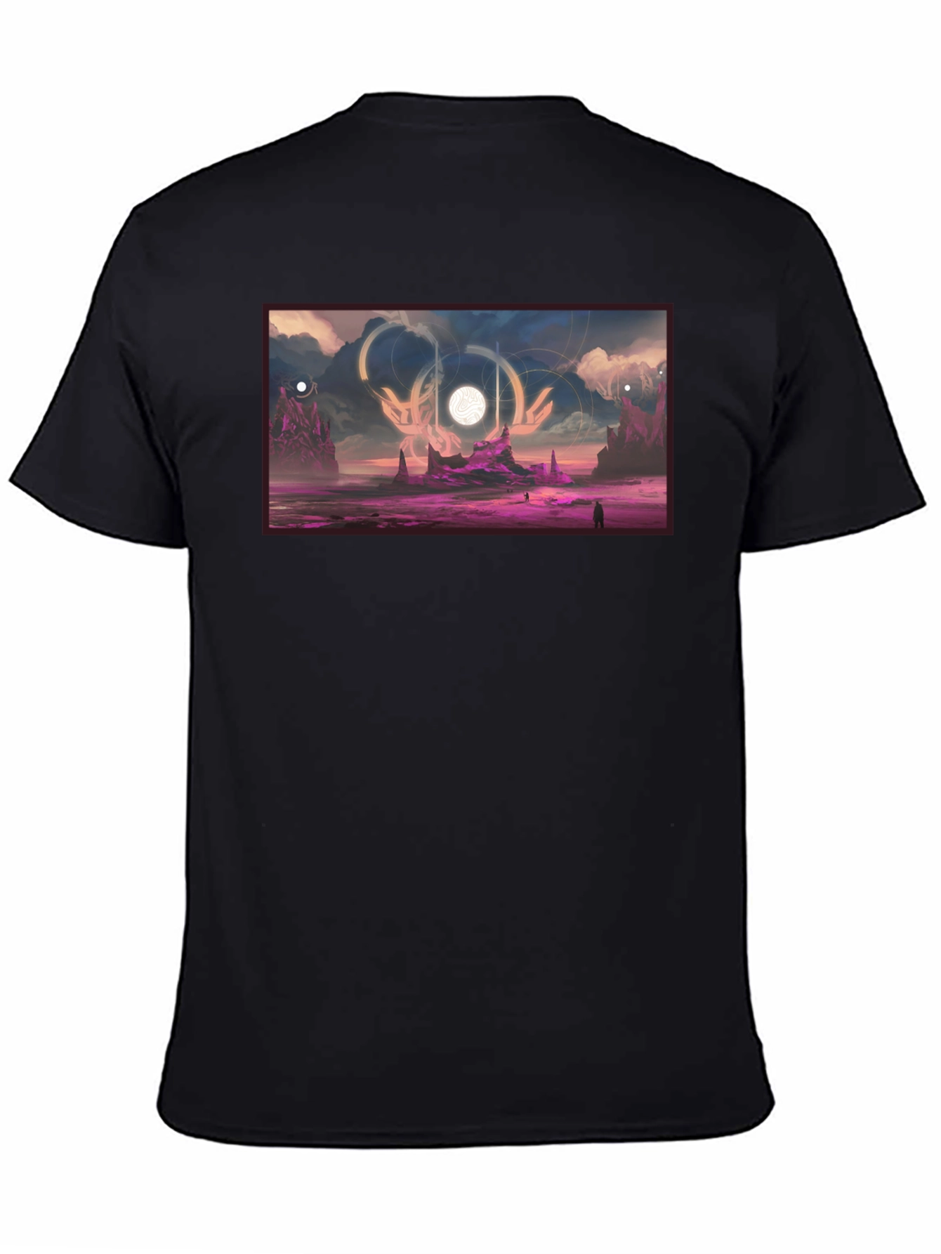 Sci-Fi Landscape Graphic Black T-Shirt