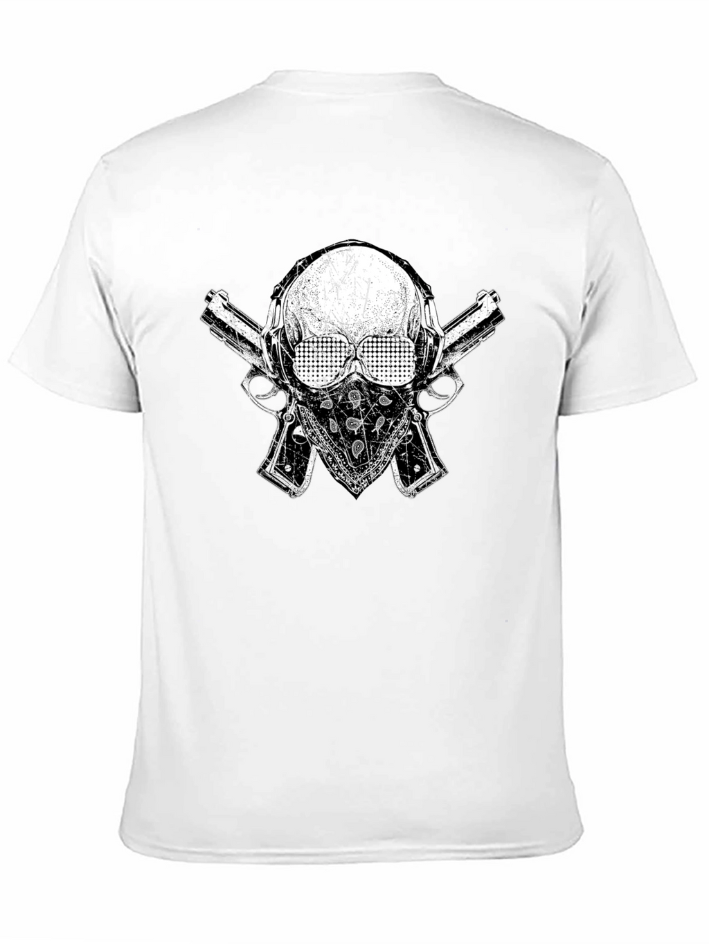 Skull Guns Bandana Black Graphic T-Shirt