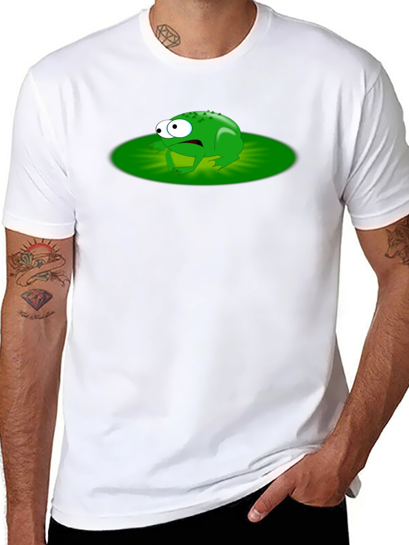 Frog Lily Pad Graphic Tee - Black Cotton T-Shirt