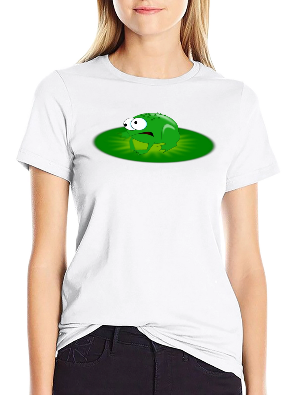 Frog Lily Pad Graphic Tee - Black Cotton T-Shirt