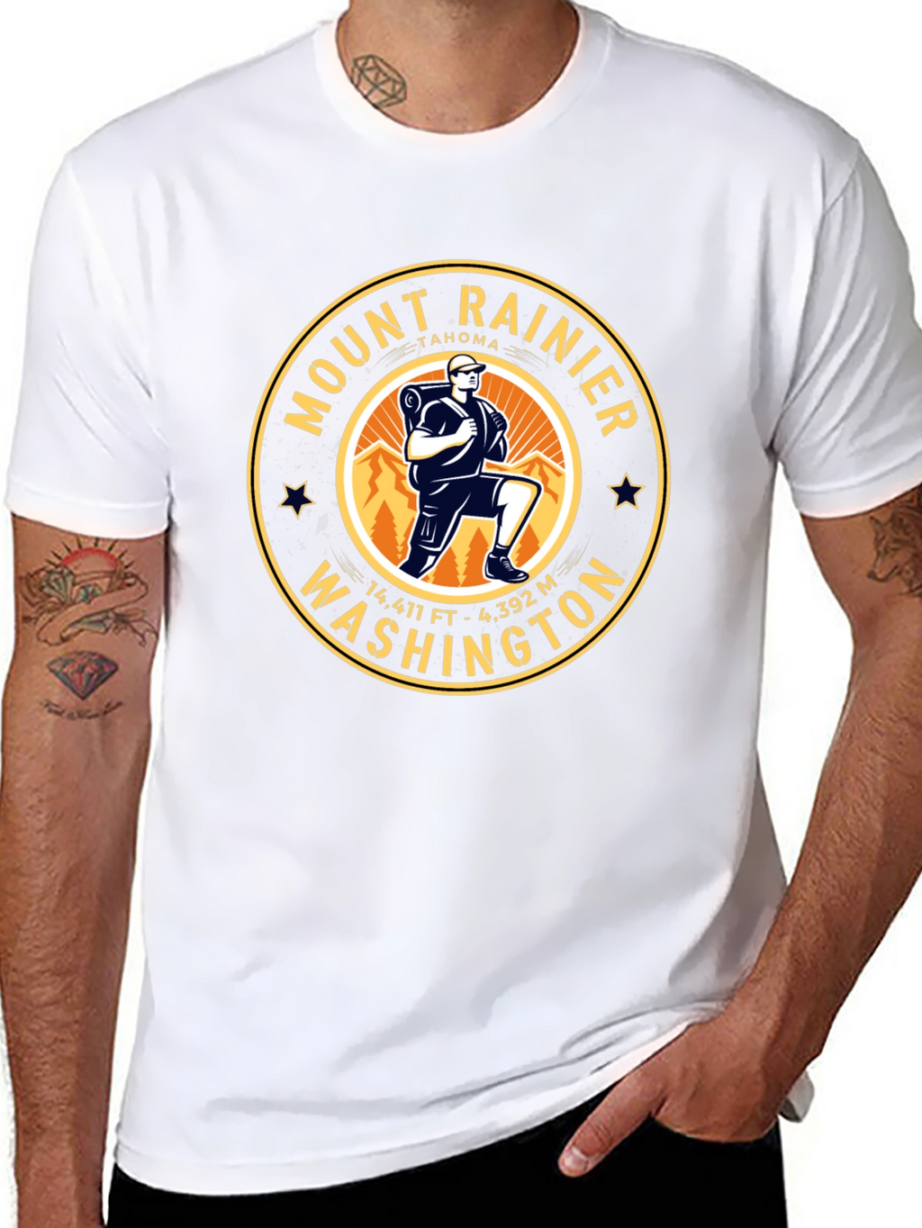 Mount Rainier Hiking T-Shirt - Washington Souvenir Tee