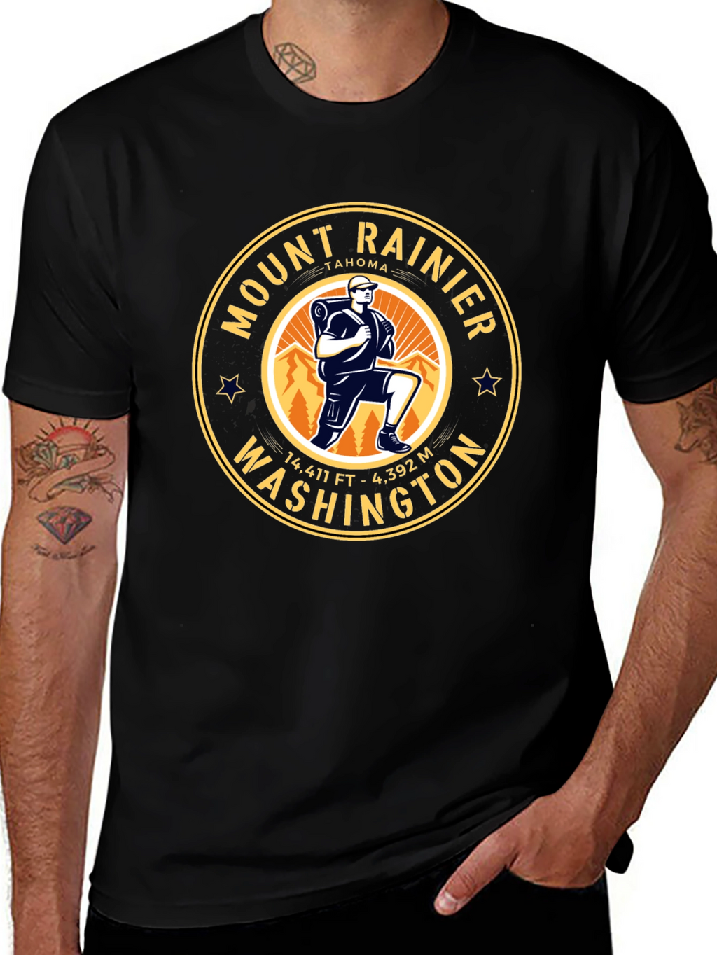 Mount Rainier Hiking T-Shirt - Washington Souvenir Tee