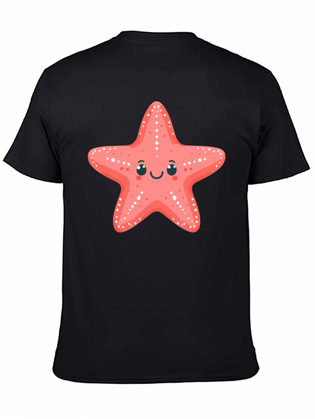 Cute Starfish Graphic Tee - Black Cotton T-Shirt