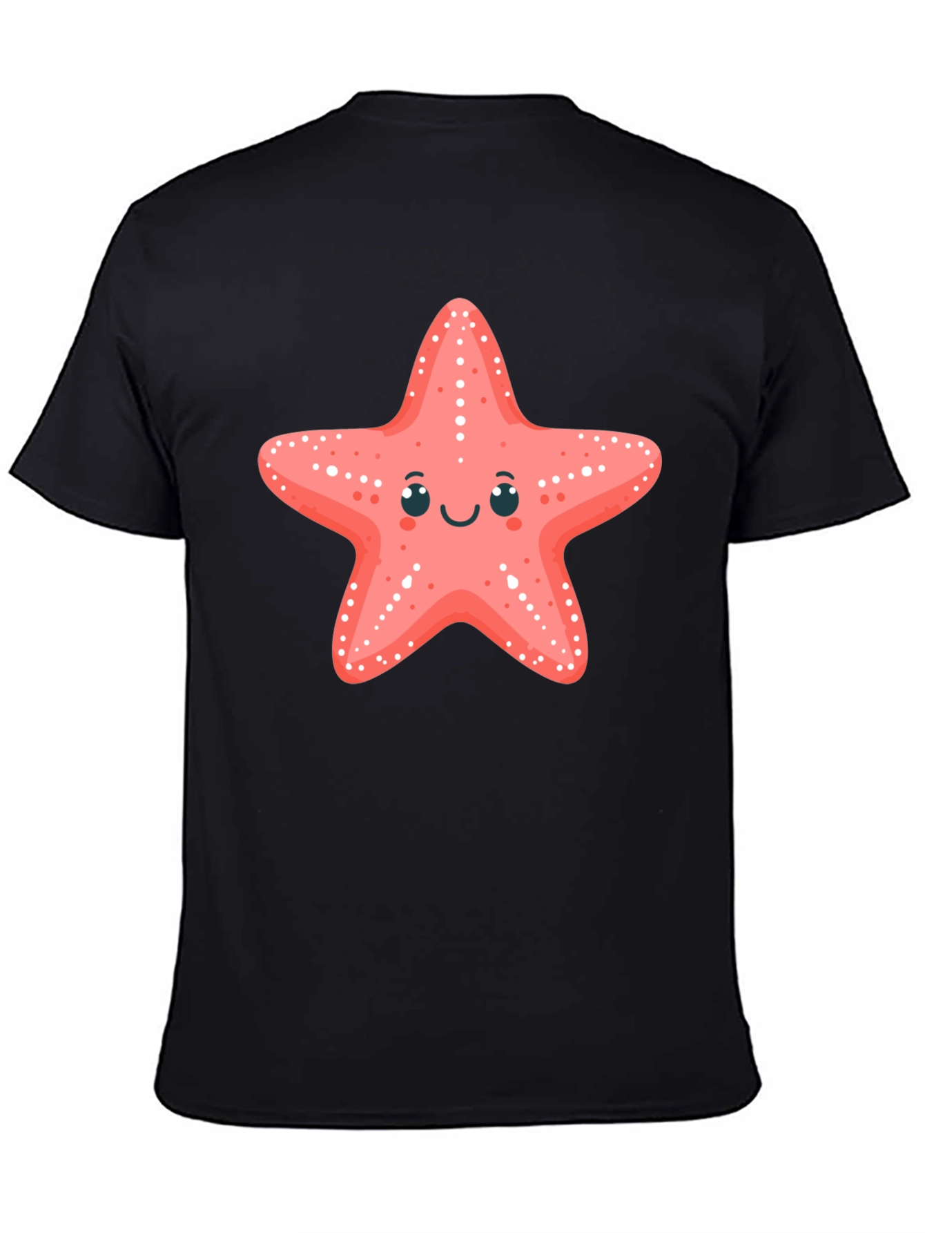 Cute Starfish Graphic Tee - Black Cotton T-Shirt