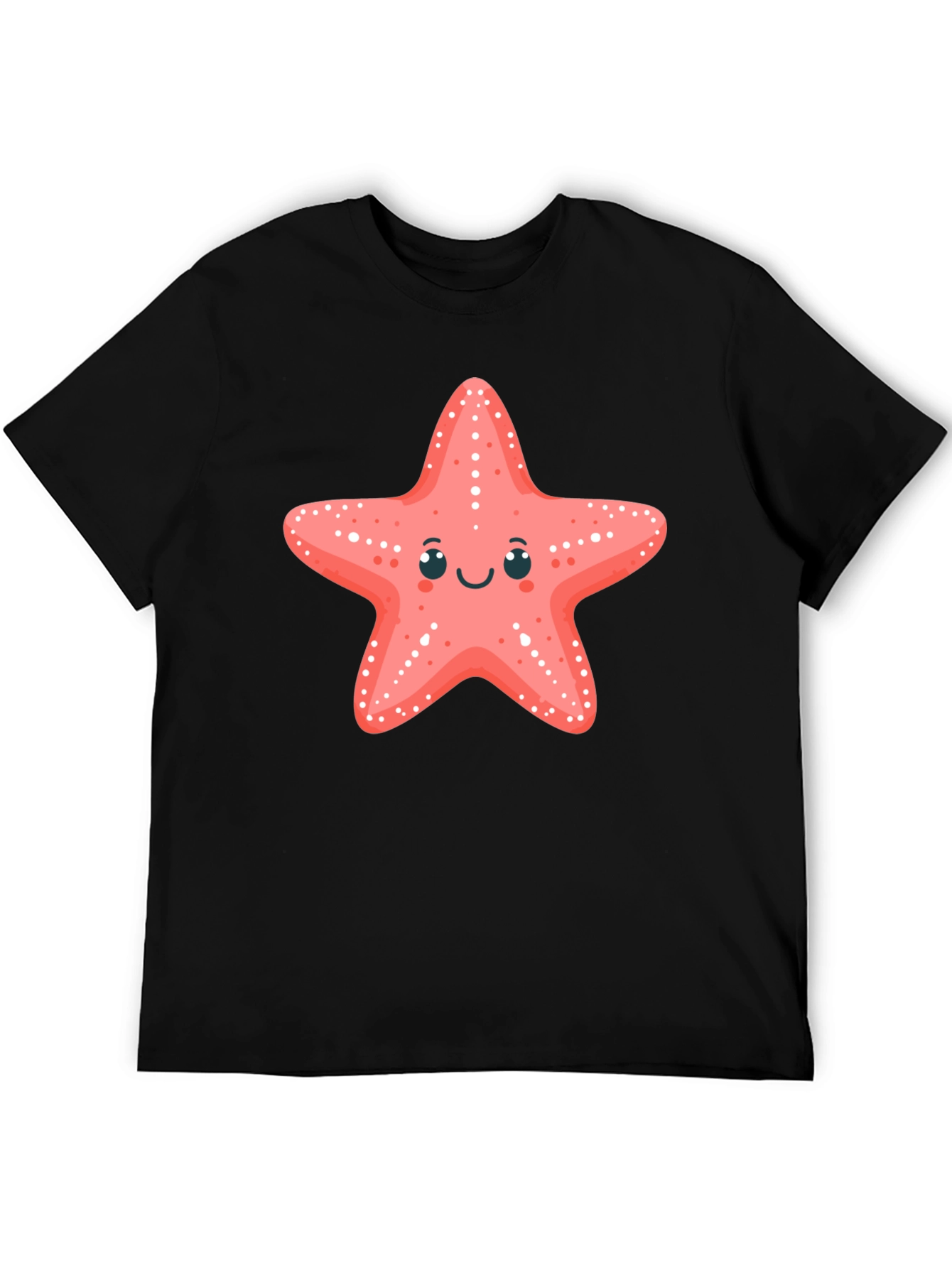 Cute Starfish Graphic Tee - Black Cotton T-Shirt